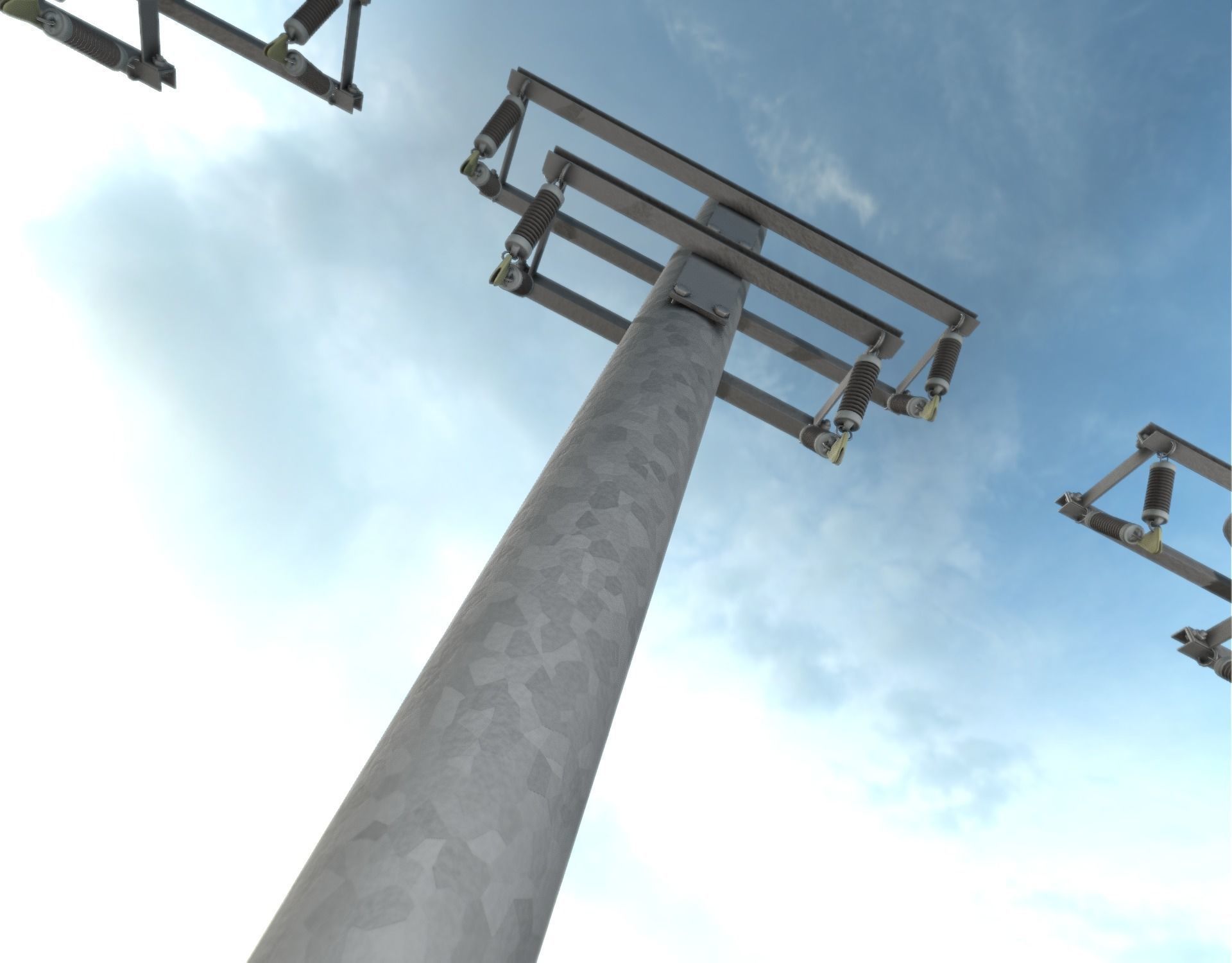 Steel power pole without ladder - Objekt  065 Low-poly 3D model_43