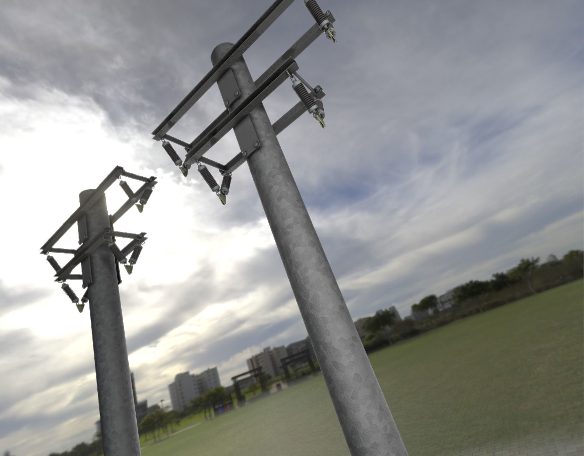 Steel power pole without ladder - Objekt  065 Low-poly 3D model_48