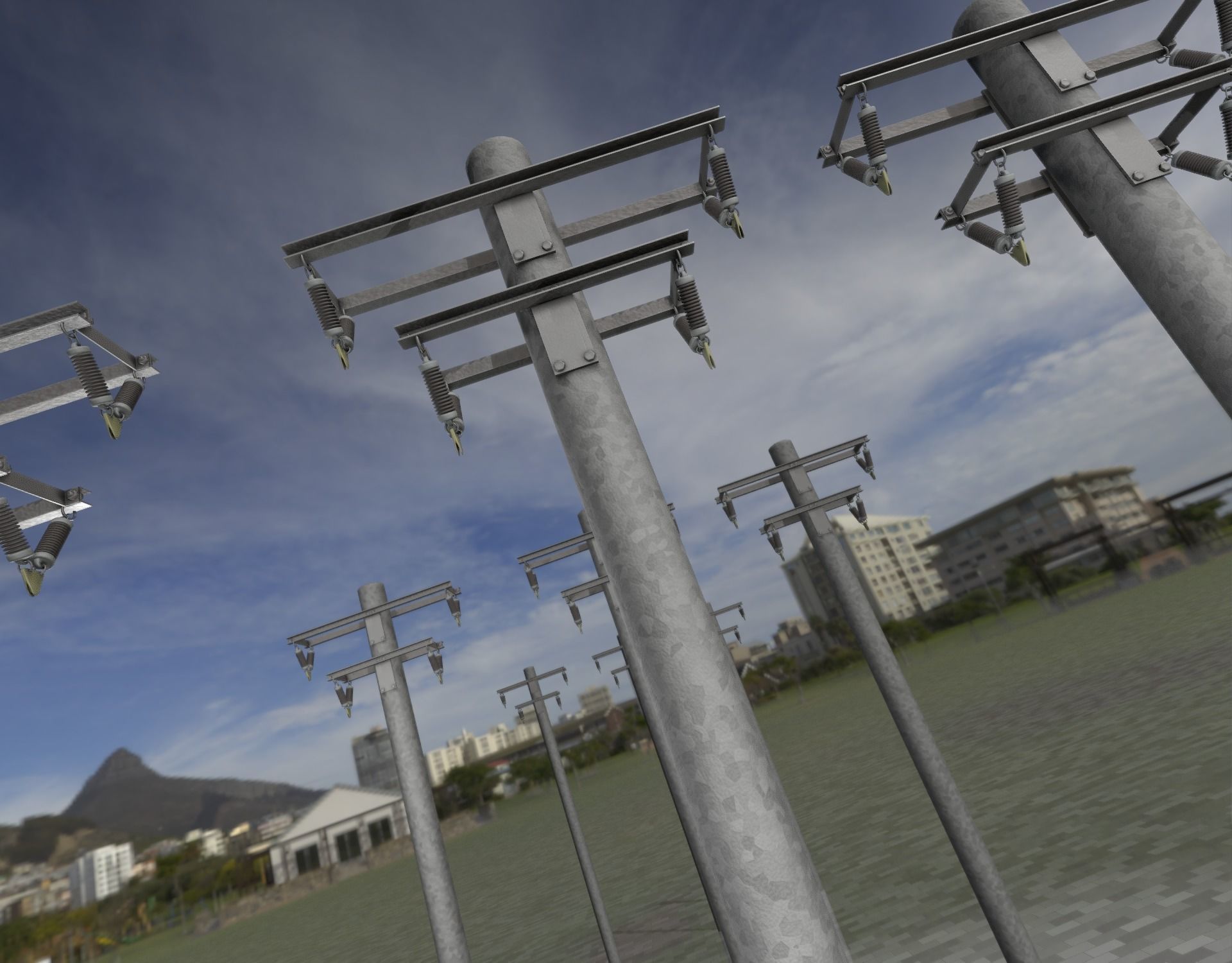 Steel power pole without ladder - Objekt  065 Low-poly 3D model_25