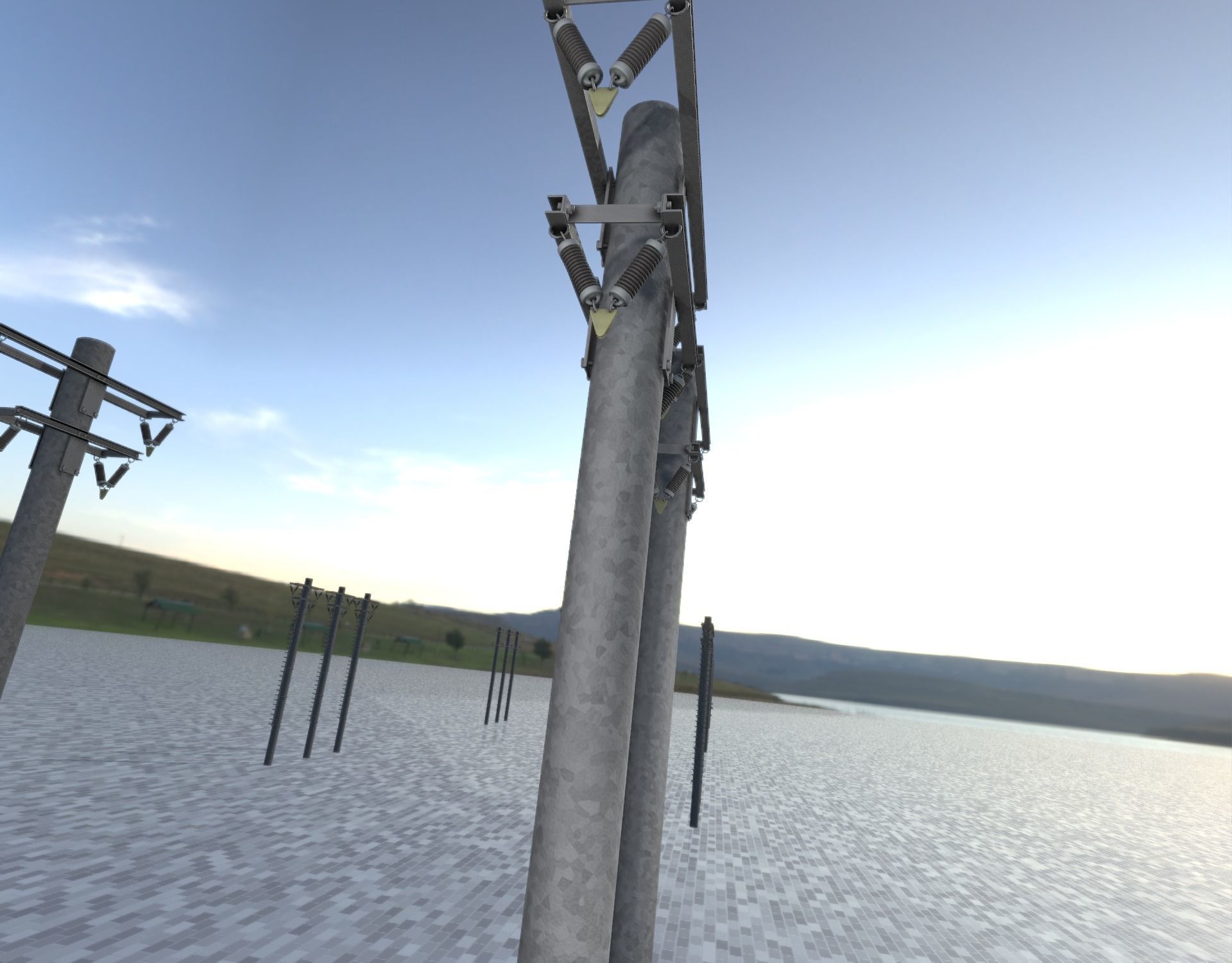 Steel power pole without ladder - Objekt  065 Low-poly 3D model_47