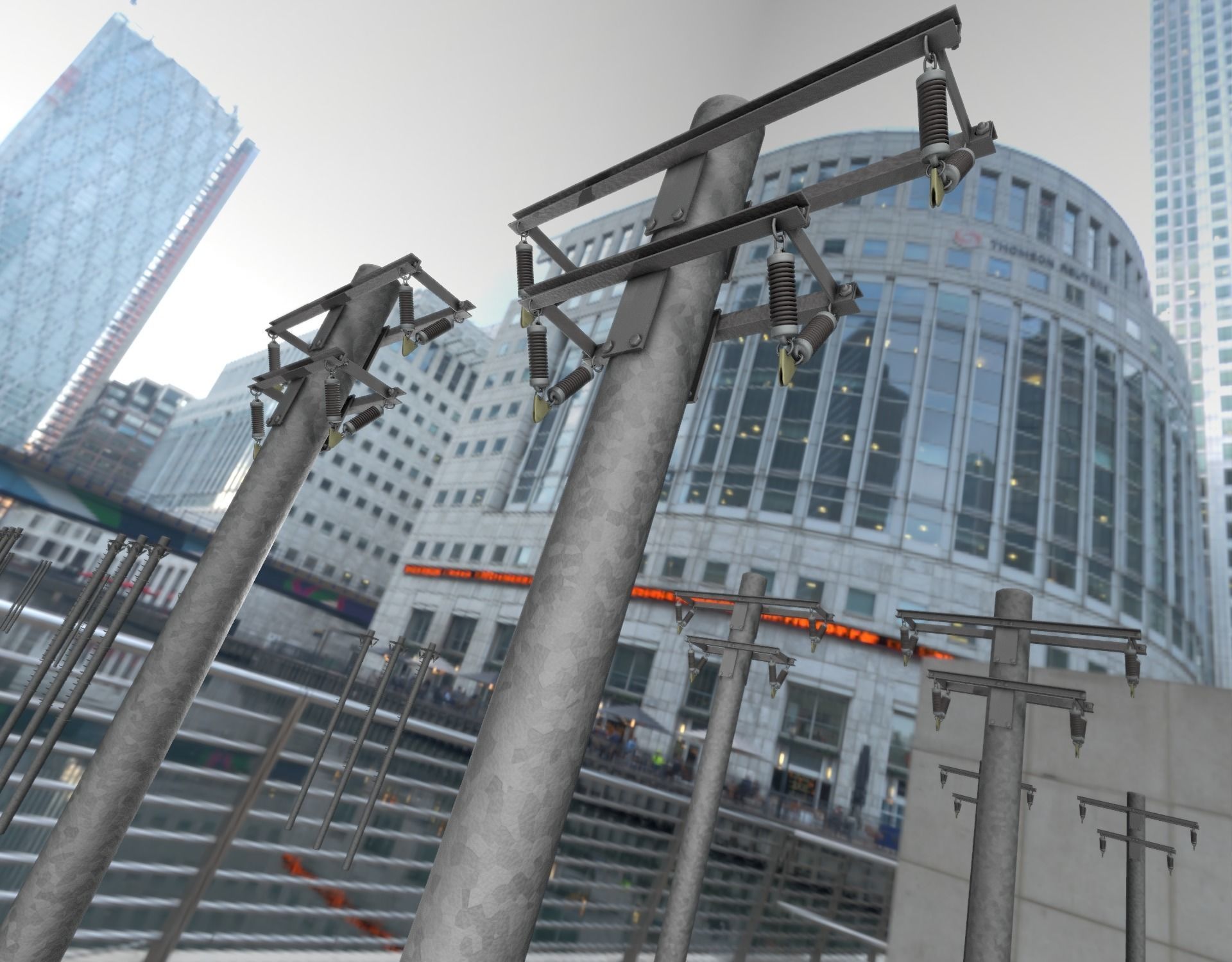 Steel power pole without ladder - Objekt  065 Low-poly 3D model_17