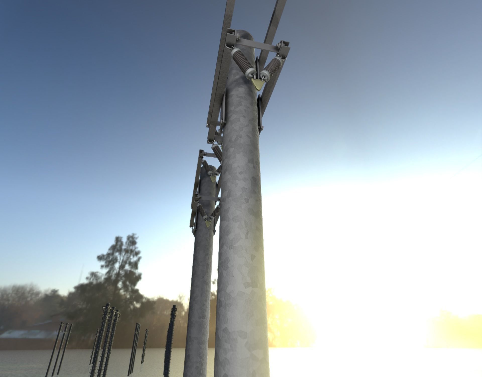 Steel power pole without ladder - Objekt  065 Low-poly 3D model_28