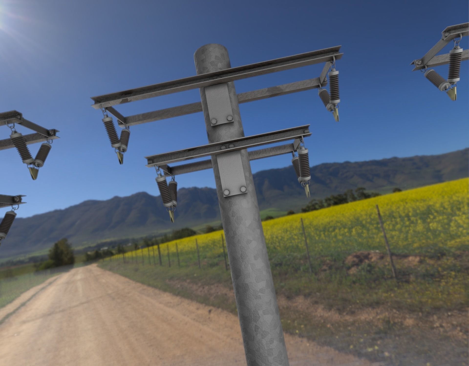 Steel power pole without ladder - Objekt  065 Low-poly 3D model_19