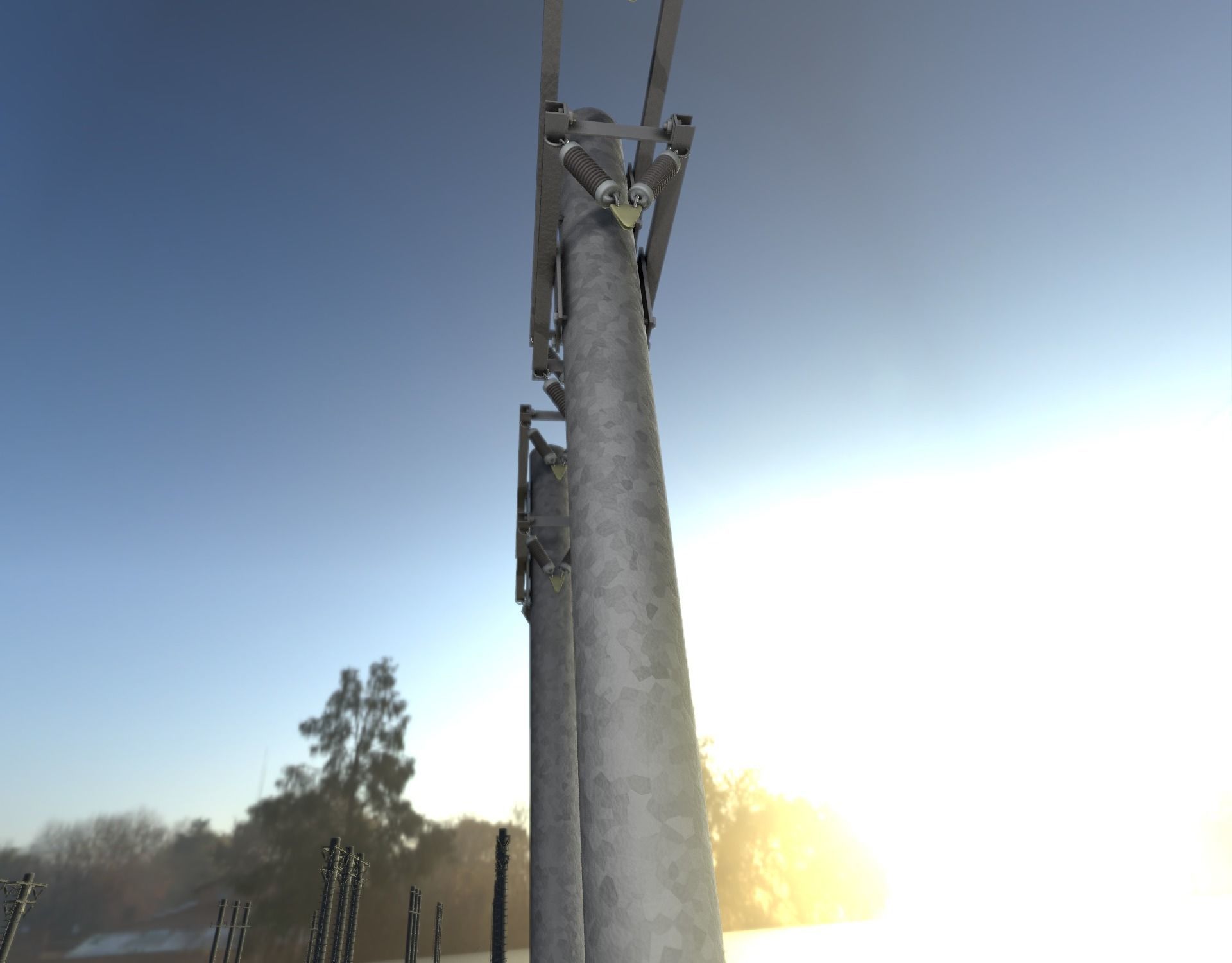 Steel power pole without ladder - Objekt  065 Low-poly 3D model_45