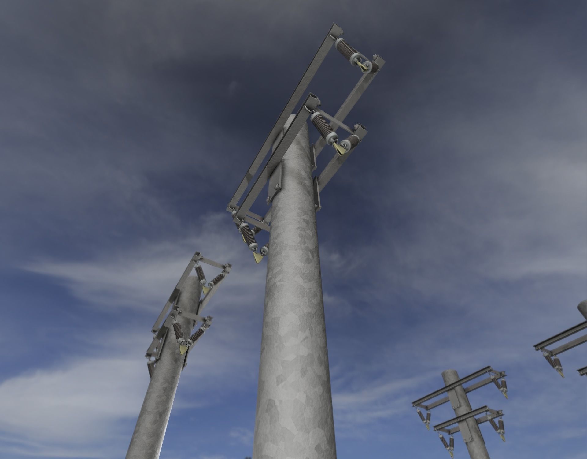 Steel power pole without ladder - Objekt  065 Low-poly 3D model_46