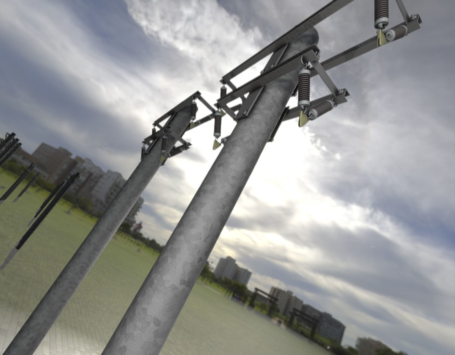 Steel power pole without ladder - Objekt  065 Low-poly 3D model_30
