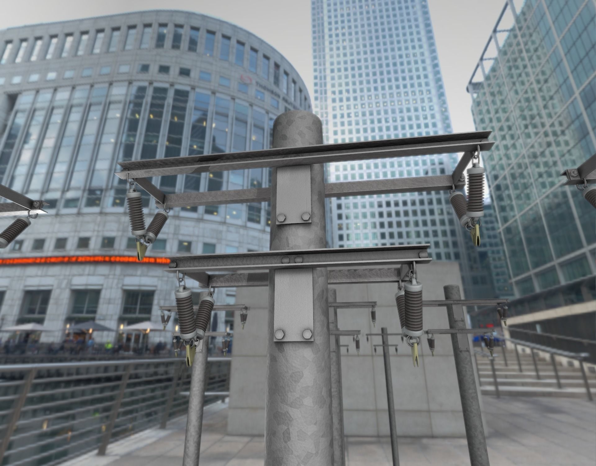 Steel power pole without ladder - Objekt  065 Low-poly 3D model_7