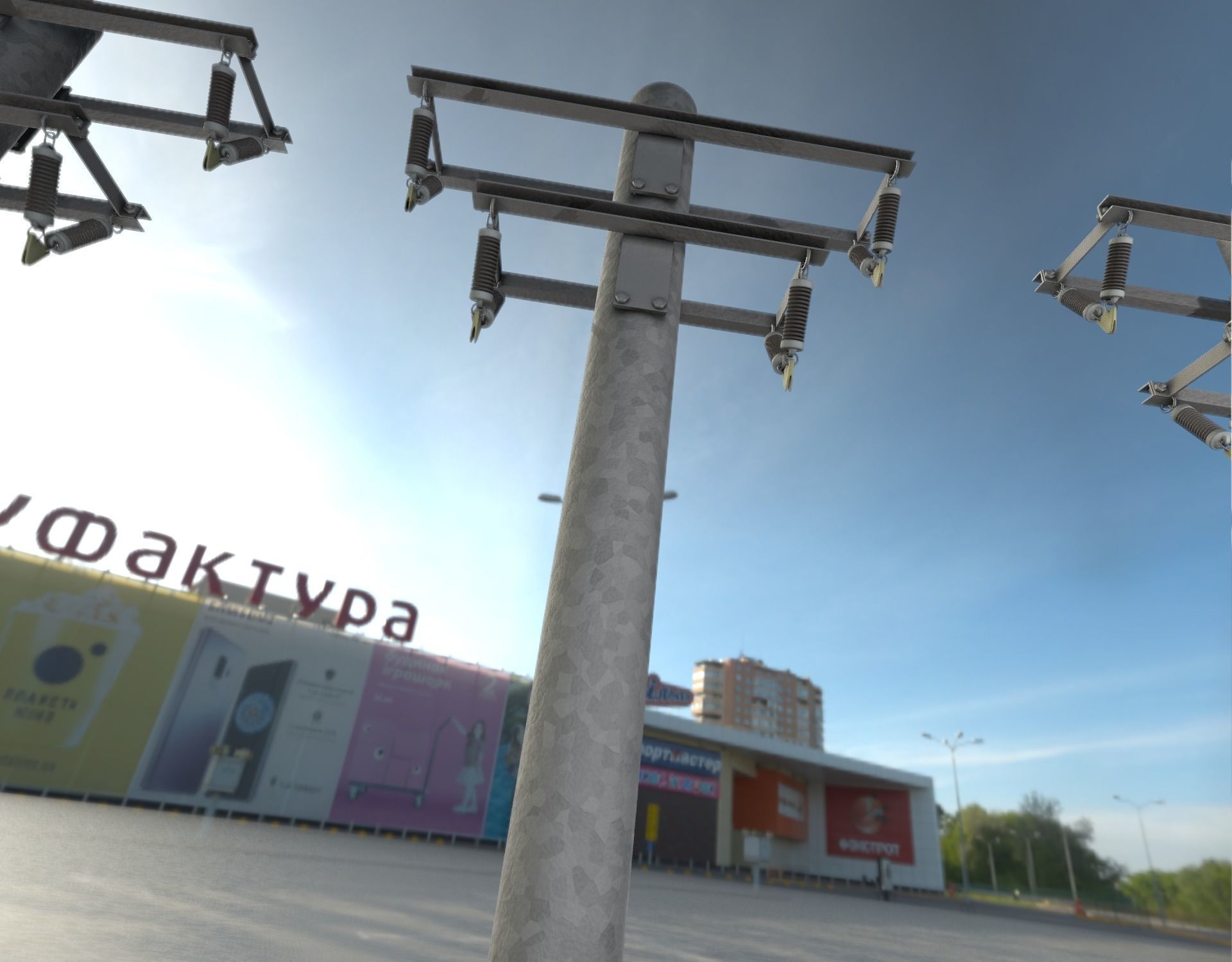 Steel power pole without ladder - Objekt  065 Low-poly 3D model_29