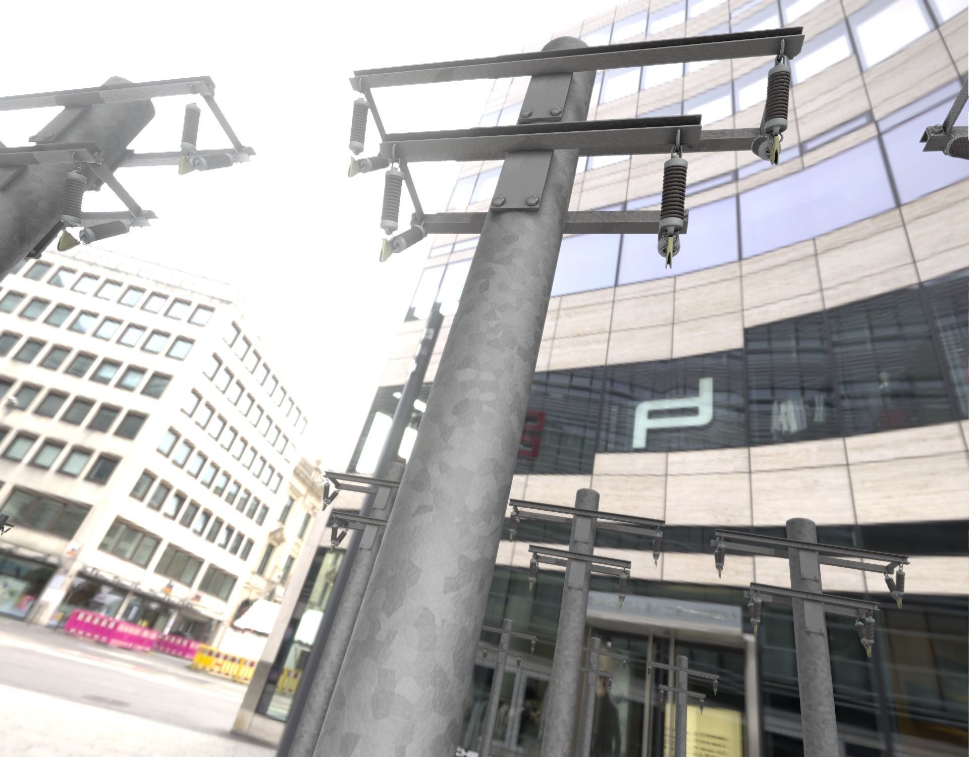 Steel power pole without ladder - Objekt  065 Low-poly 3D model_50