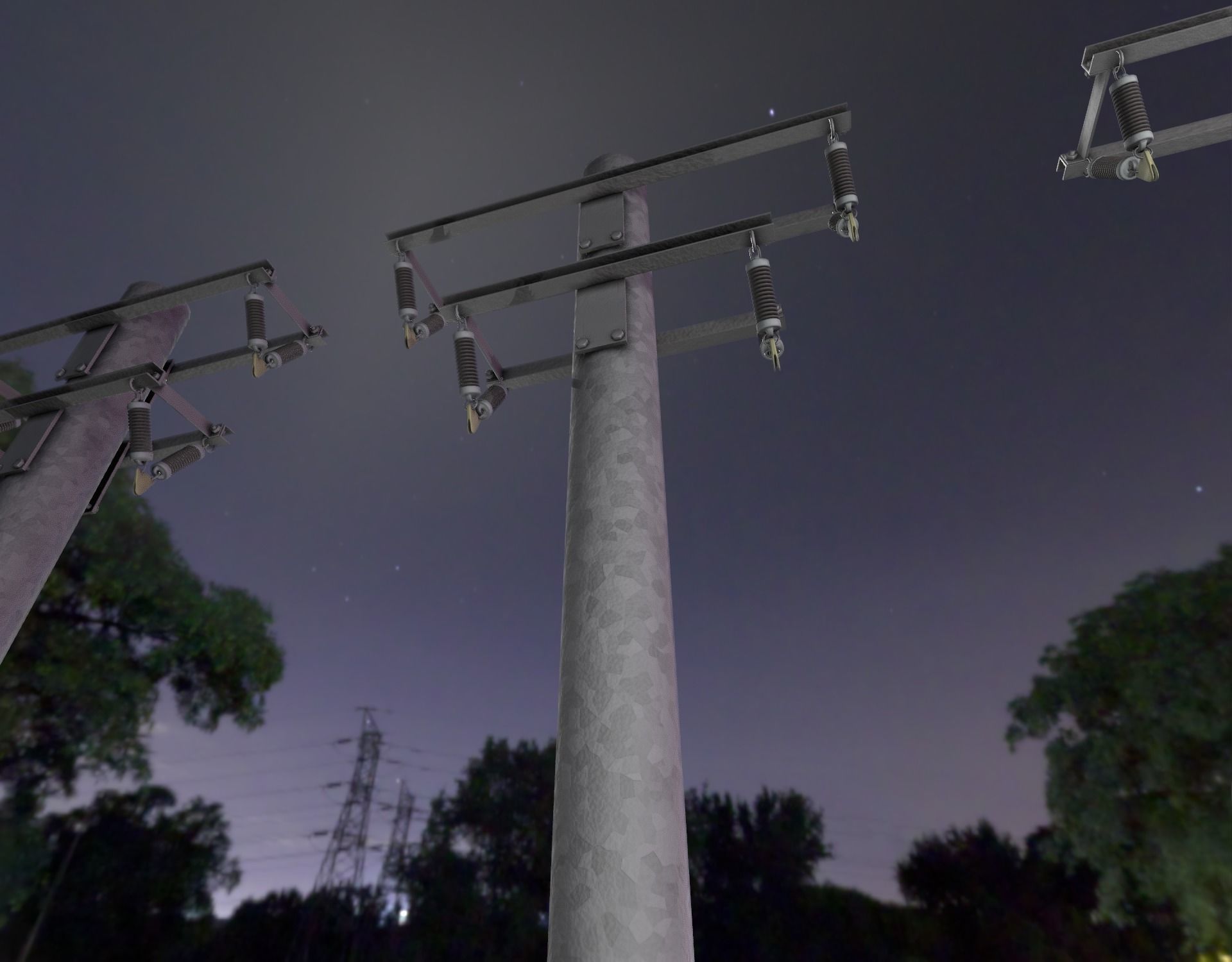 Steel power pole without ladder - Objekt  065 Low-poly 3D model_22