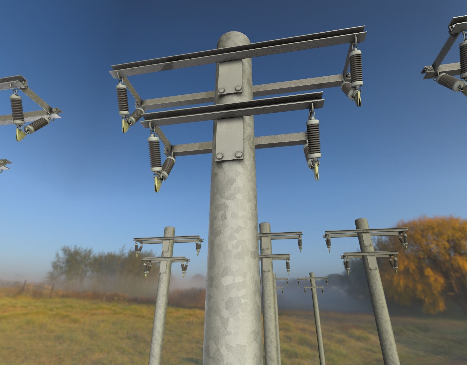 Steel power pole without ladder - Objekt  065 Low-poly 3D model_2