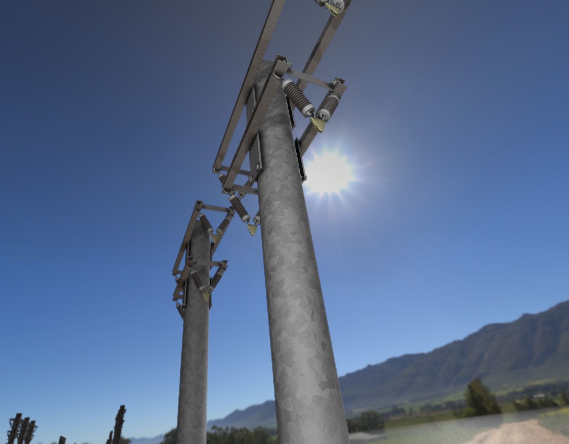 Steel power pole without ladder - Objekt  065 Low-poly 3D model_26