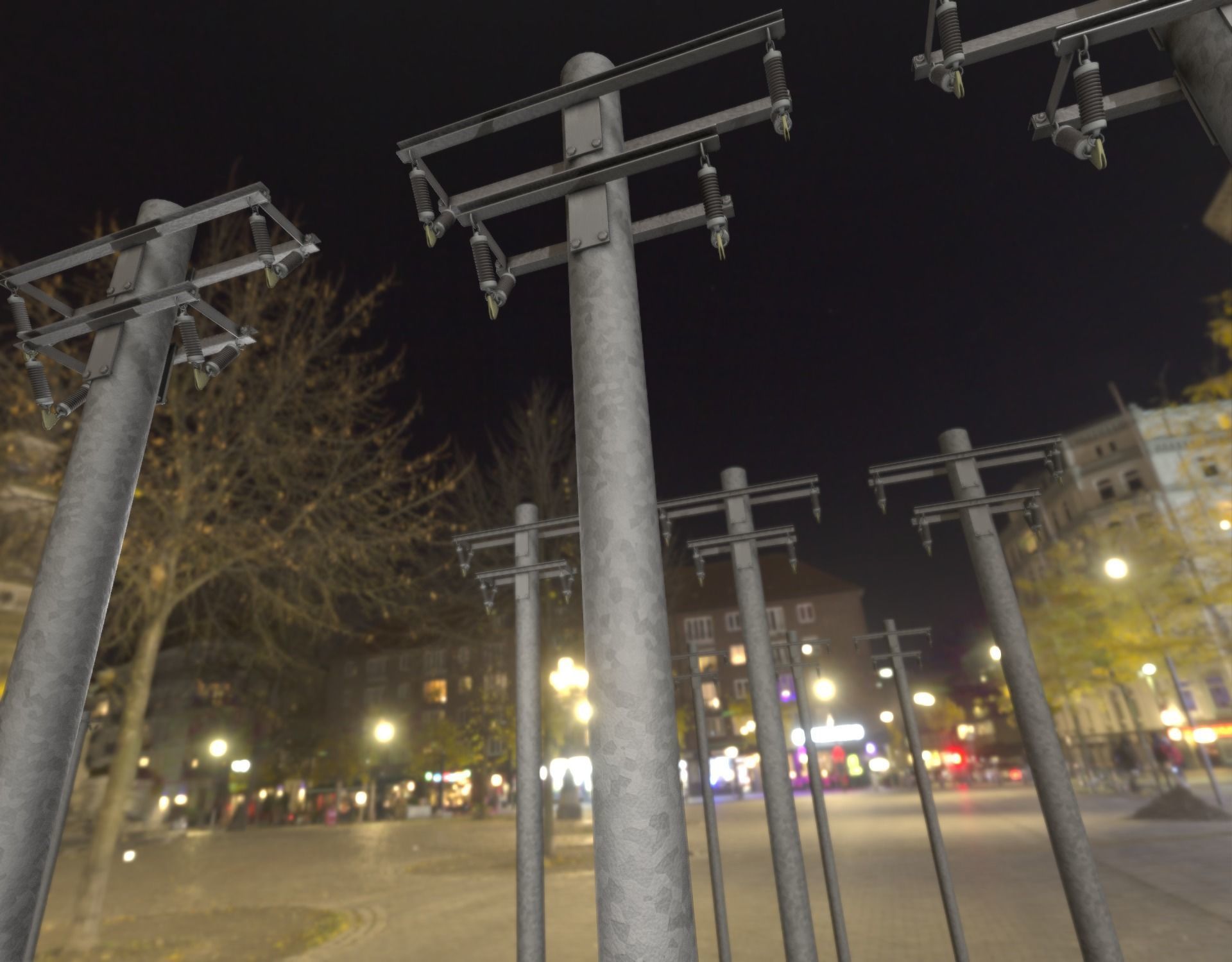 Steel power pole without ladder - Objekt  065 Low-poly 3D model_34