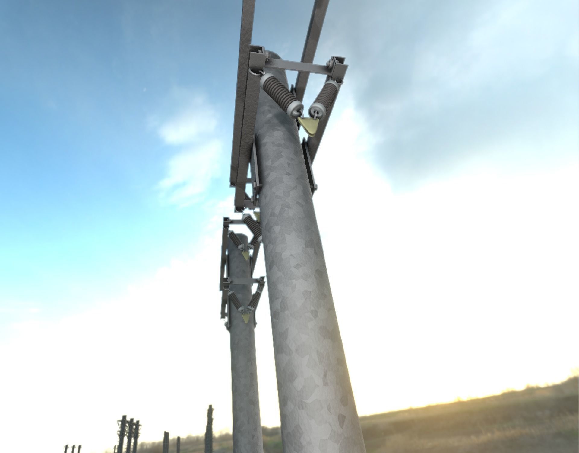 Steel power pole without ladder - Objekt  065 Low-poly 3D model_21