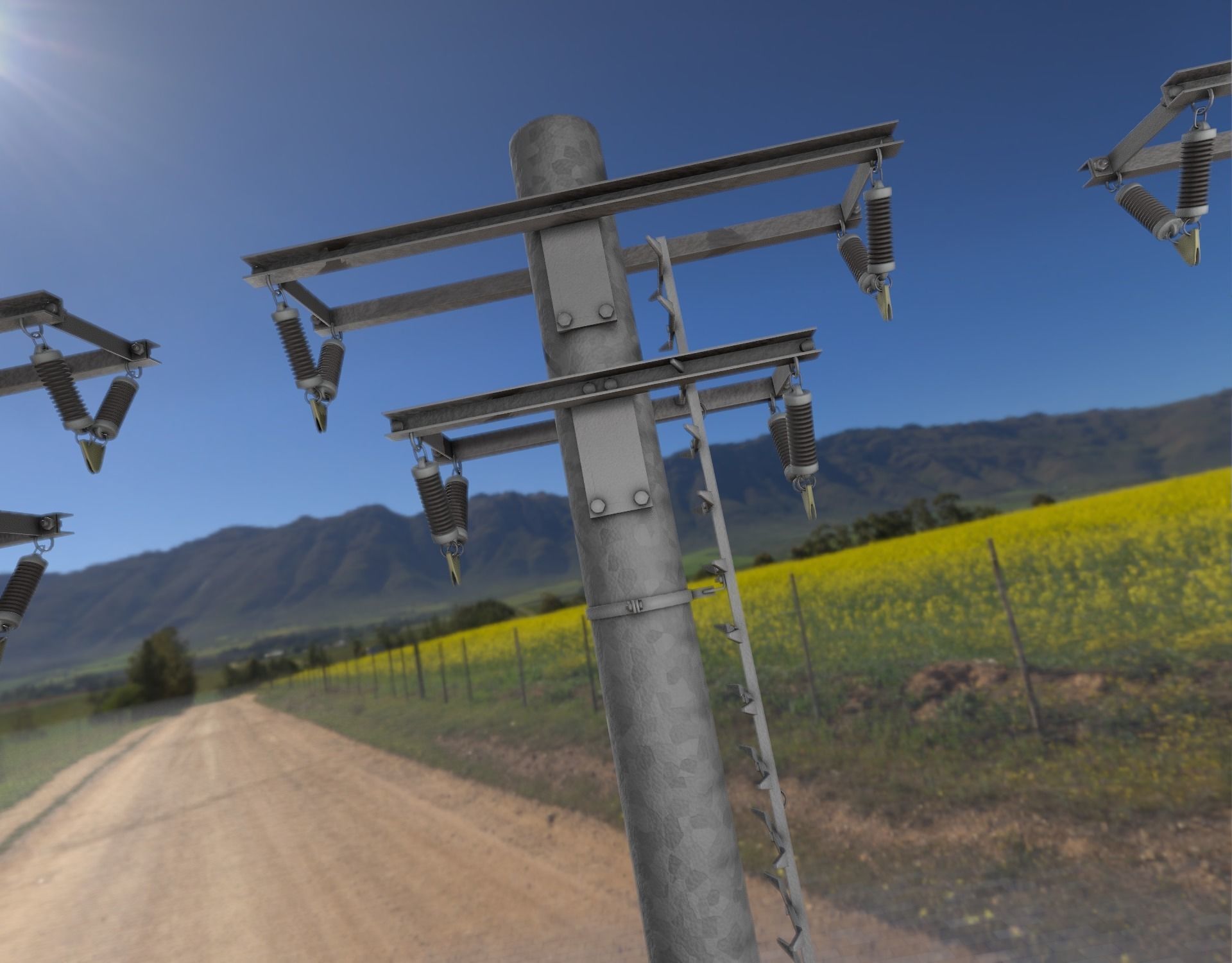 Steel power pole with ladder - Objekt 066 Low-poly 3D model_19