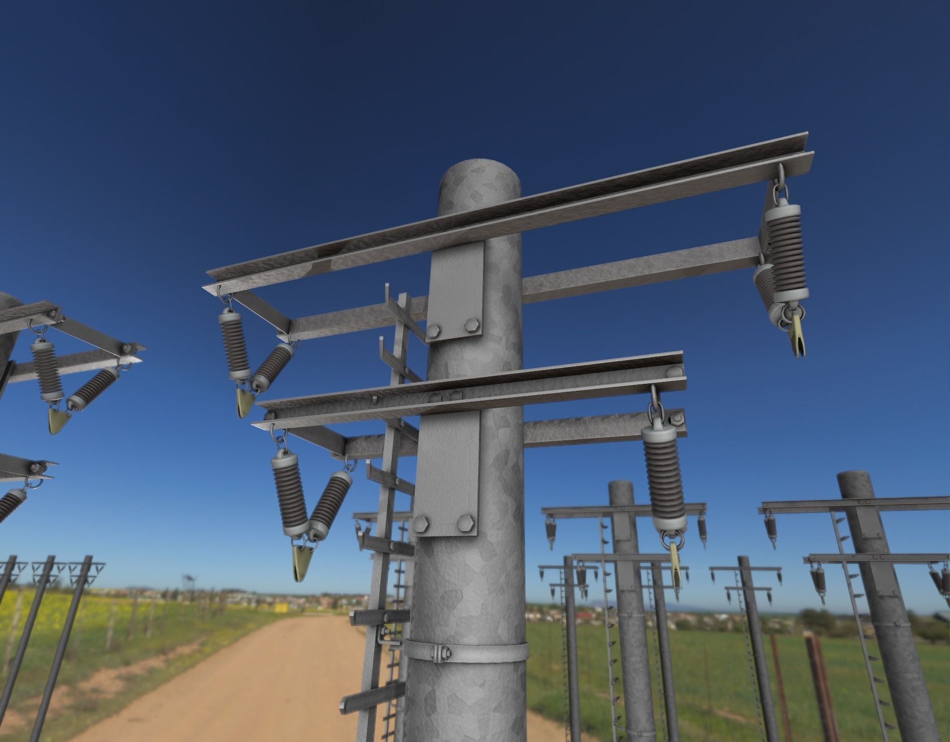 Steel power pole with ladder - Objekt 066 Low-poly 3D model_9