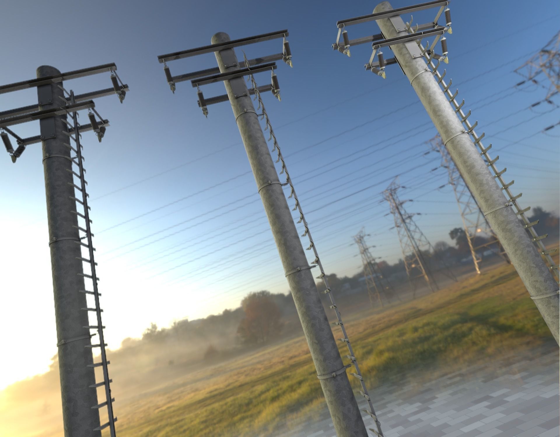 Steel power pole with ladder - Objekt 066 Low-poly 3D model_15