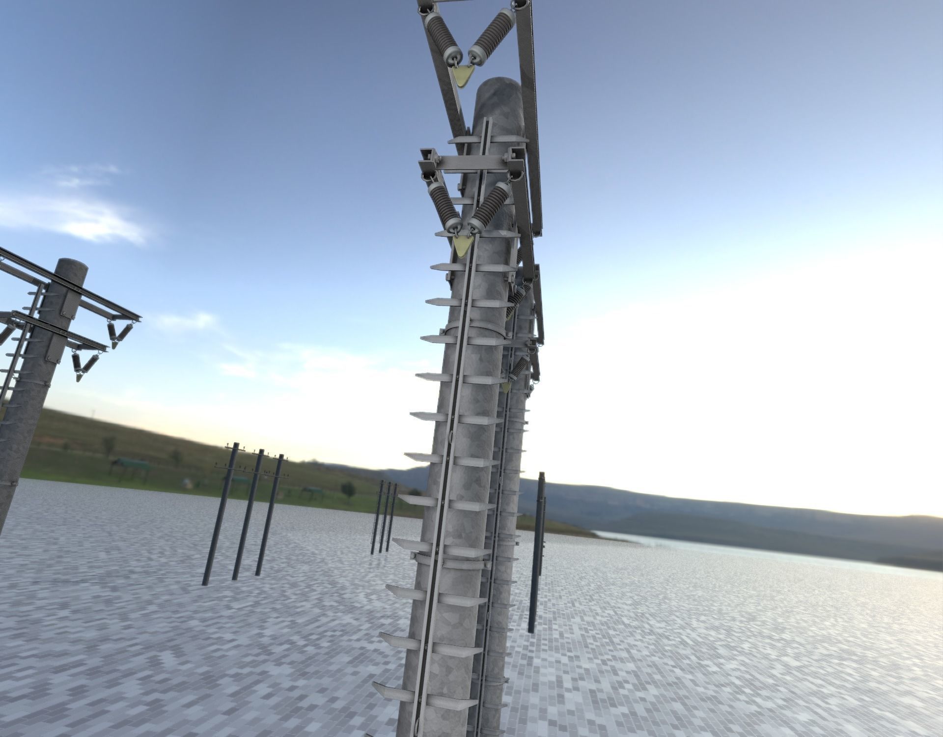 Steel power pole with ladder - Objekt 066 Low-poly 3D model_47
