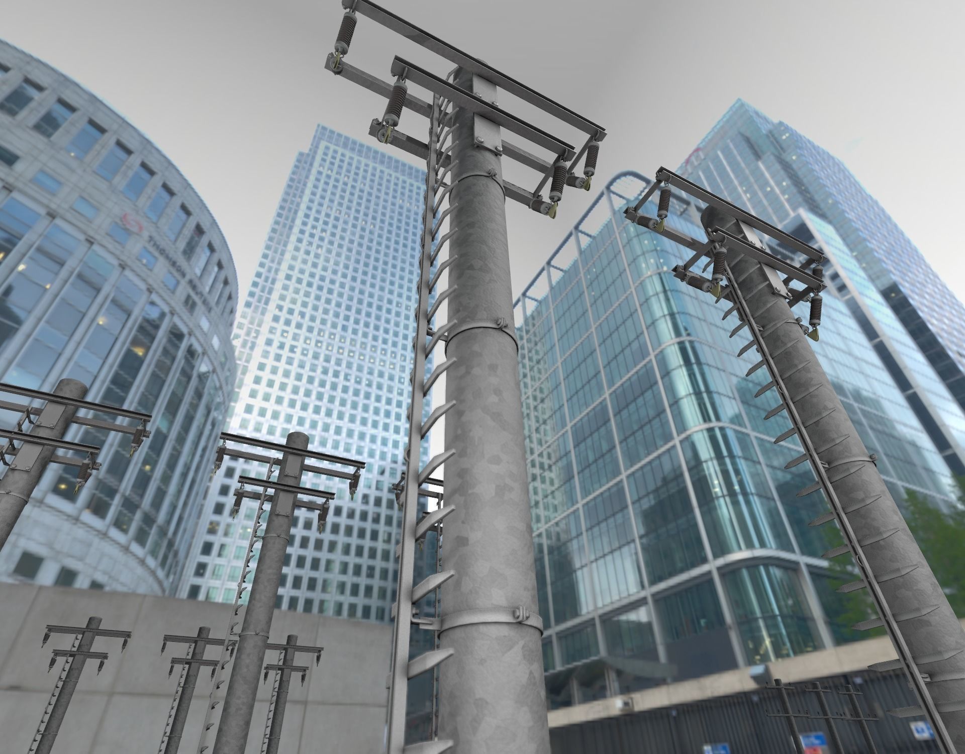 Steel power pole with ladder - Objekt 066 Low-poly 3D model_39