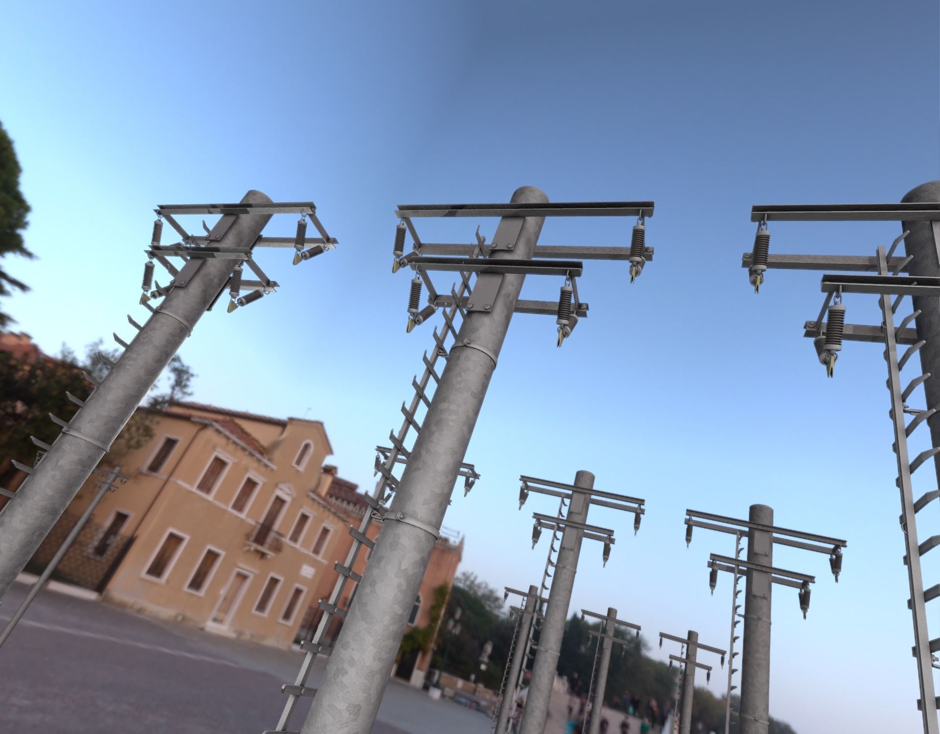 Steel power pole with ladder - Objekt 066 Low-poly 3D model_18
