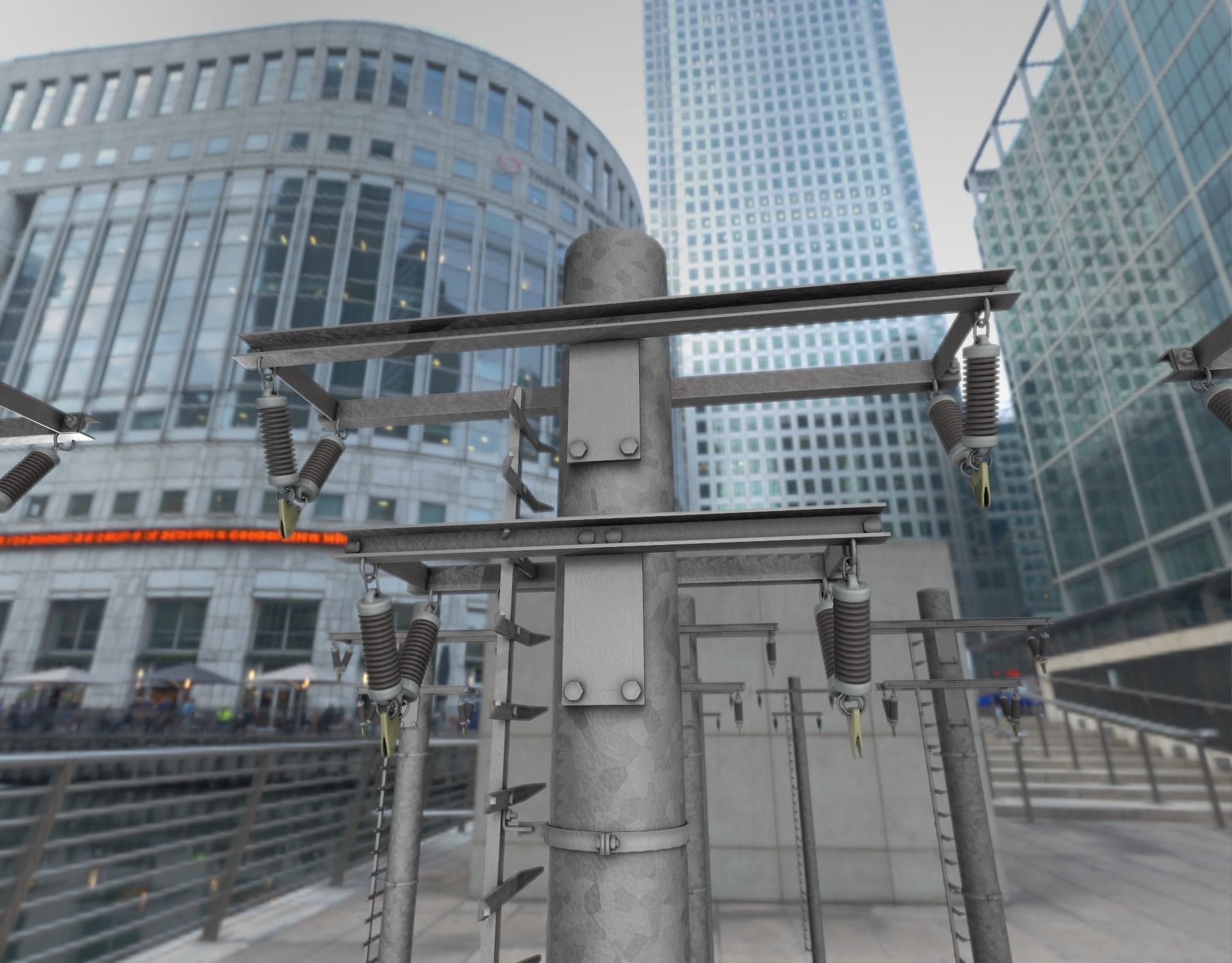 Steel power pole with ladder - Objekt 066 Low-poly 3D model_7