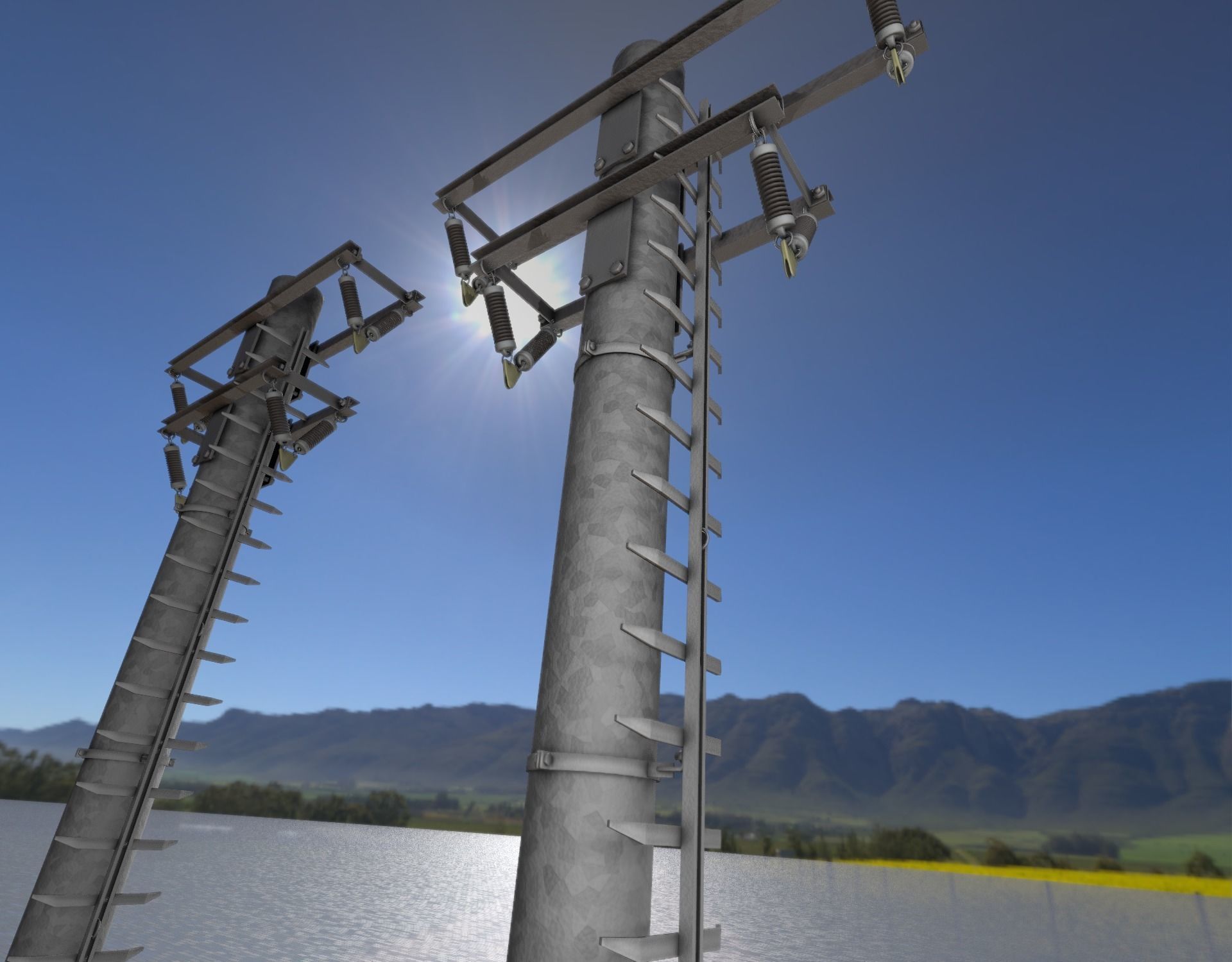 Steel power pole with ladder - Objekt 066 Low-poly 3D model_49