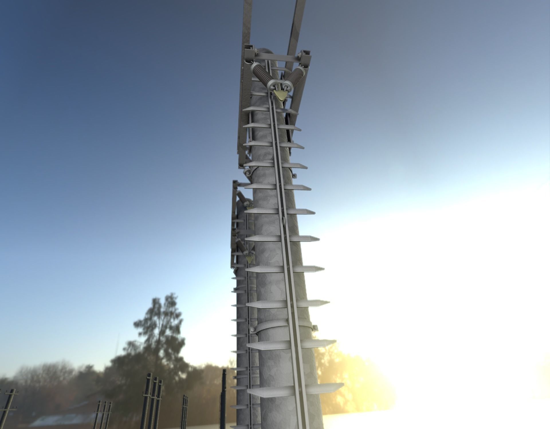 Steel power pole with ladder - Objekt 066 Low-poly 3D model_45