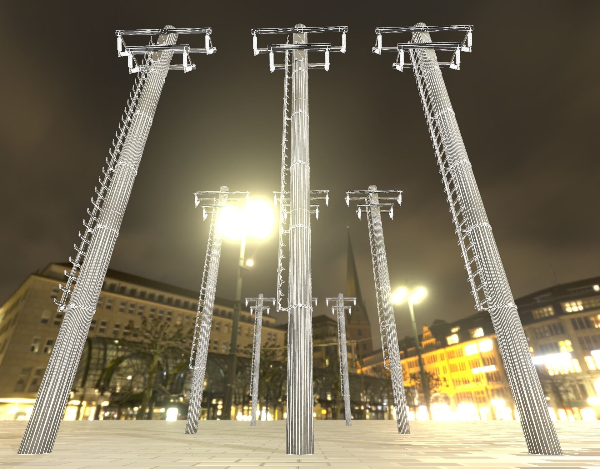 Steel power pole with ladder - Objekt 066 Low-poly 3D model_5