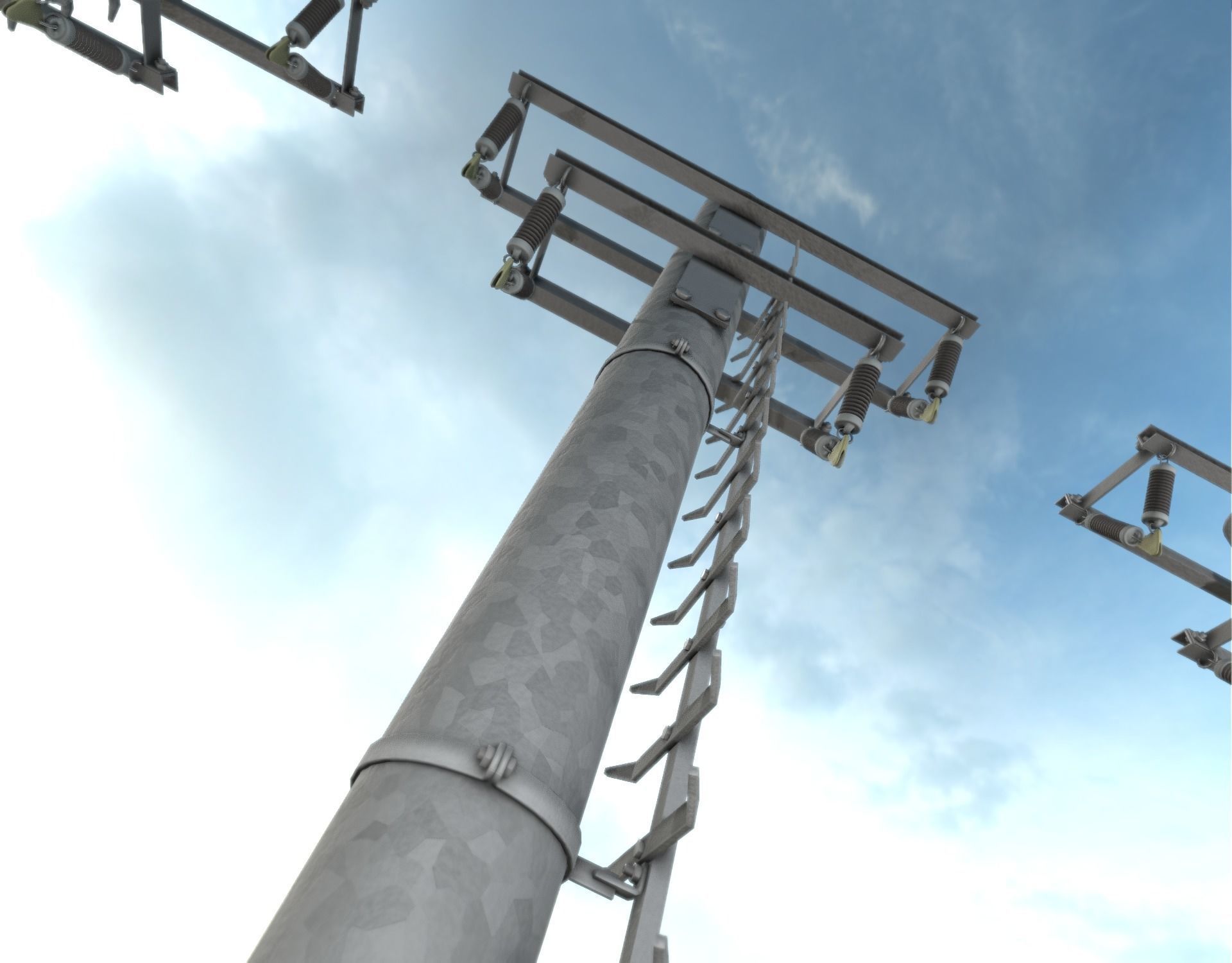 Steel power pole with ladder - Objekt 066 Low-poly 3D model_43