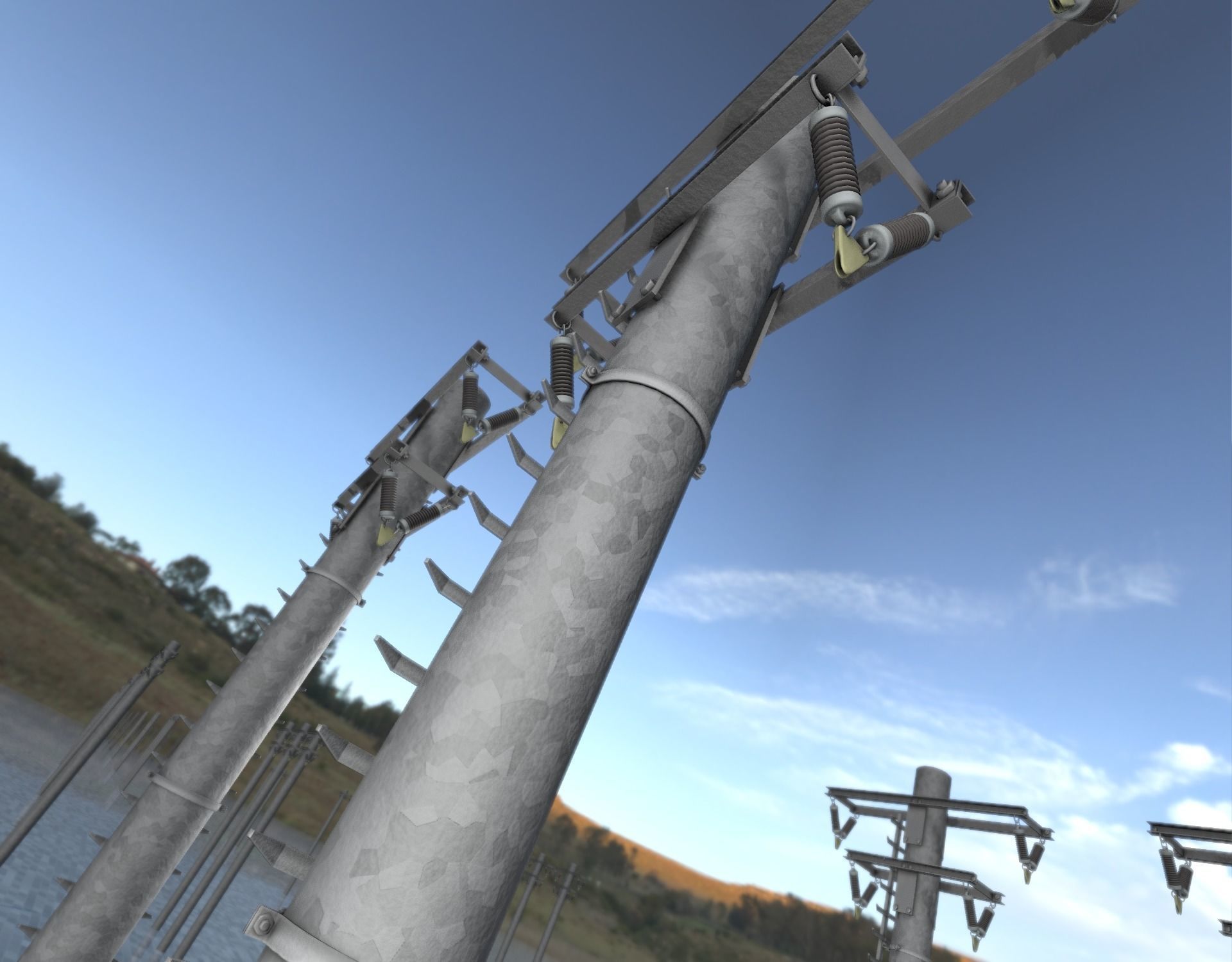 Steel power pole with ladder - Objekt 066 Low-poly 3D model_24