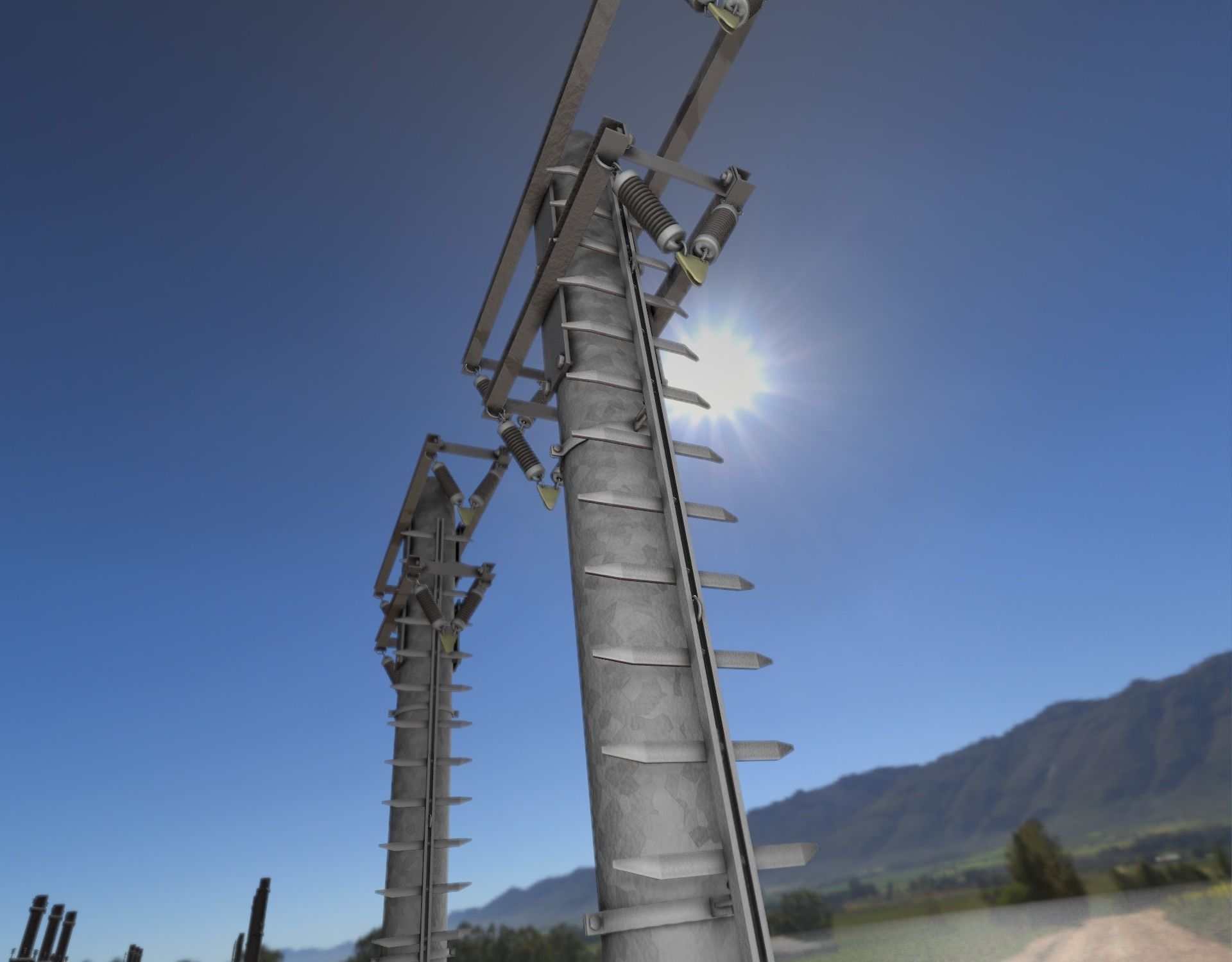 Steel power pole with ladder - Objekt 066 Low-poly 3D model_26