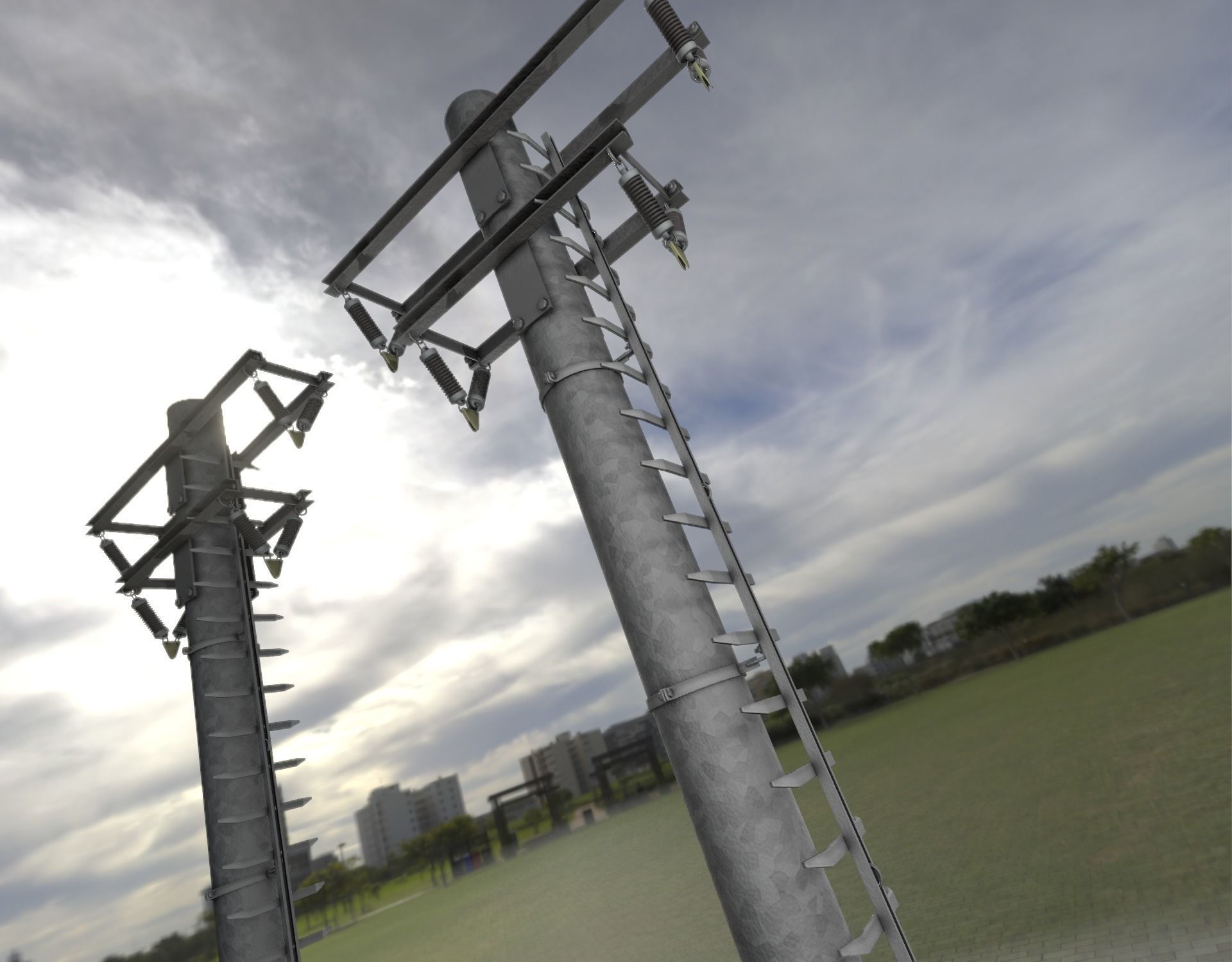 Steel power pole with ladder - Objekt 066 Low-poly 3D model_48