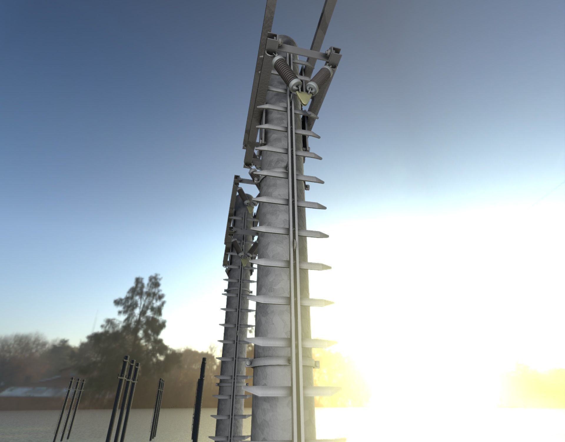 Steel power pole with ladder - Objekt 066 Low-poly 3D model_28