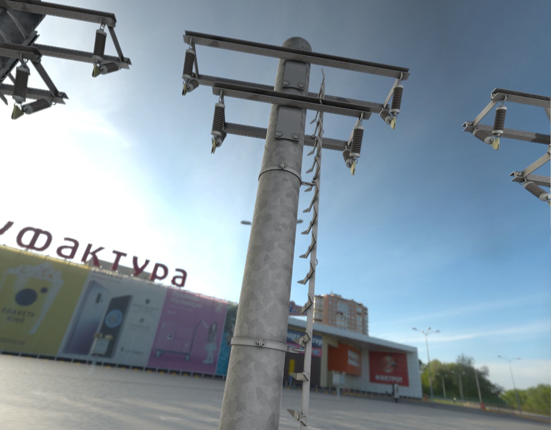 Steel power pole with ladder - Objekt 066 Low-poly 3D model_29