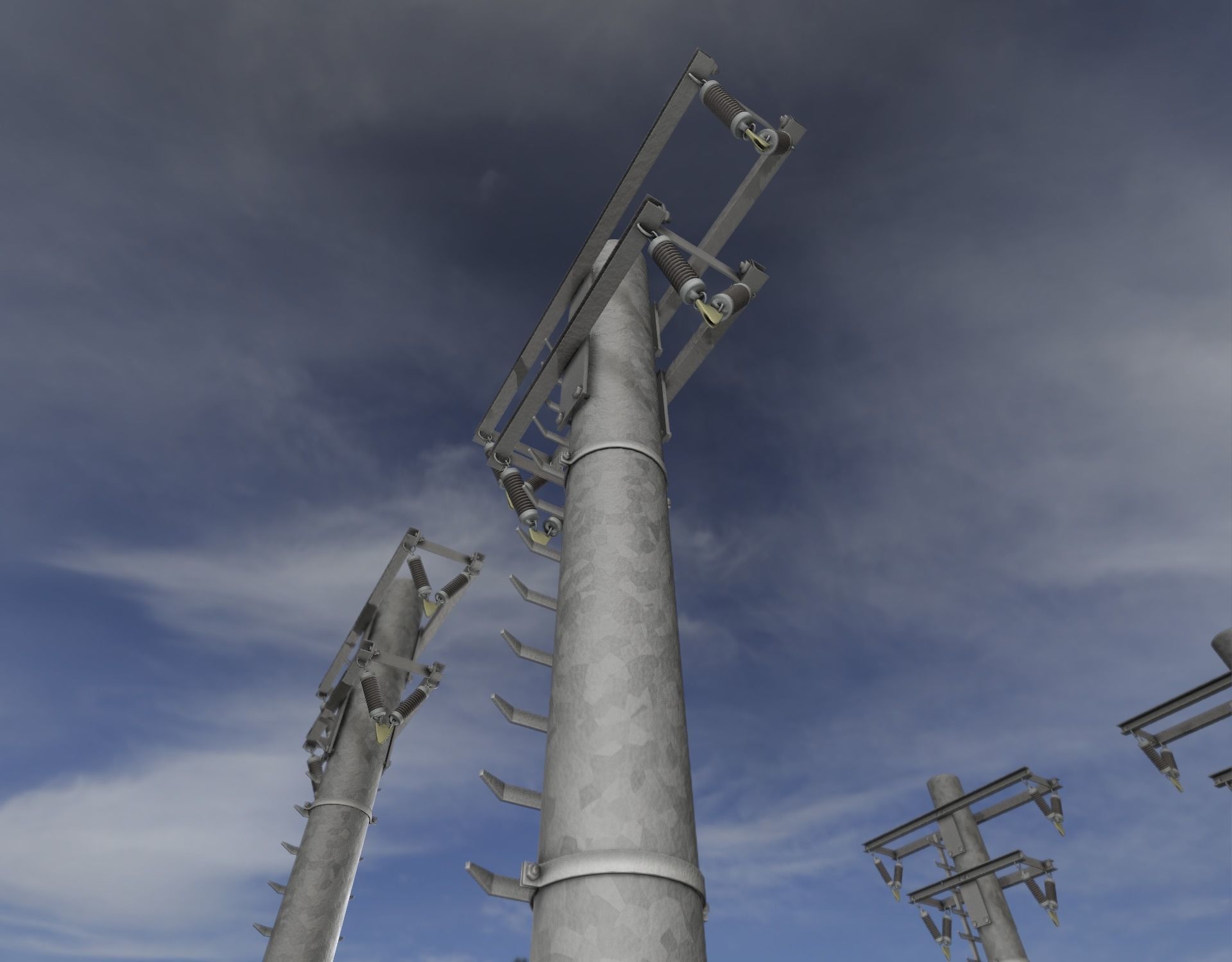 Steel power pole with ladder - Objekt 066 Low-poly 3D model_46