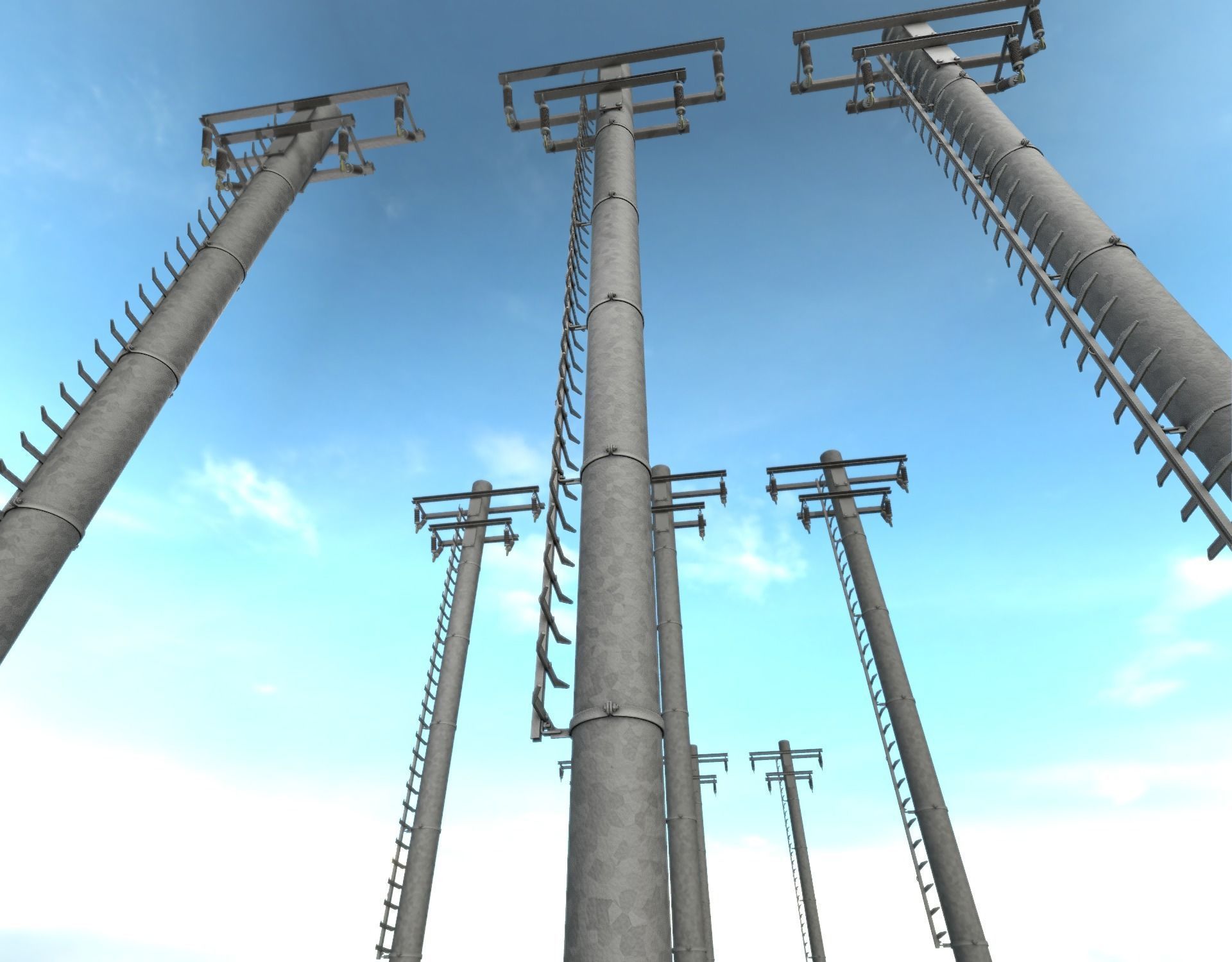 Steel power pole with ladder - Objekt 066 Low-poly 3D model_11
