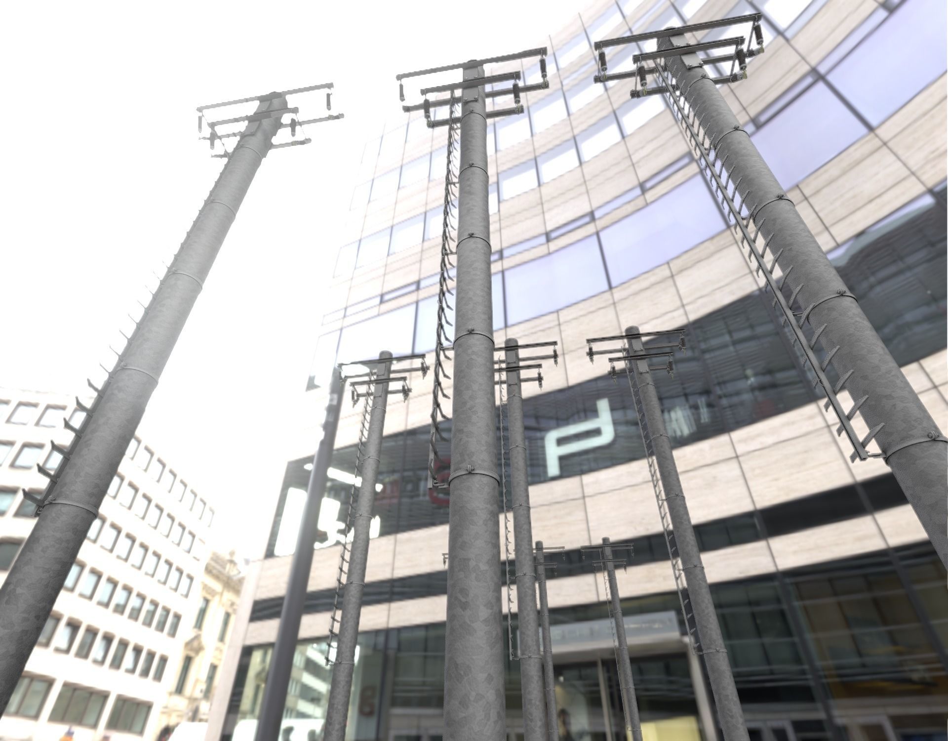 Steel power pole with ladder - Objekt 066 Low-poly 3D model_6