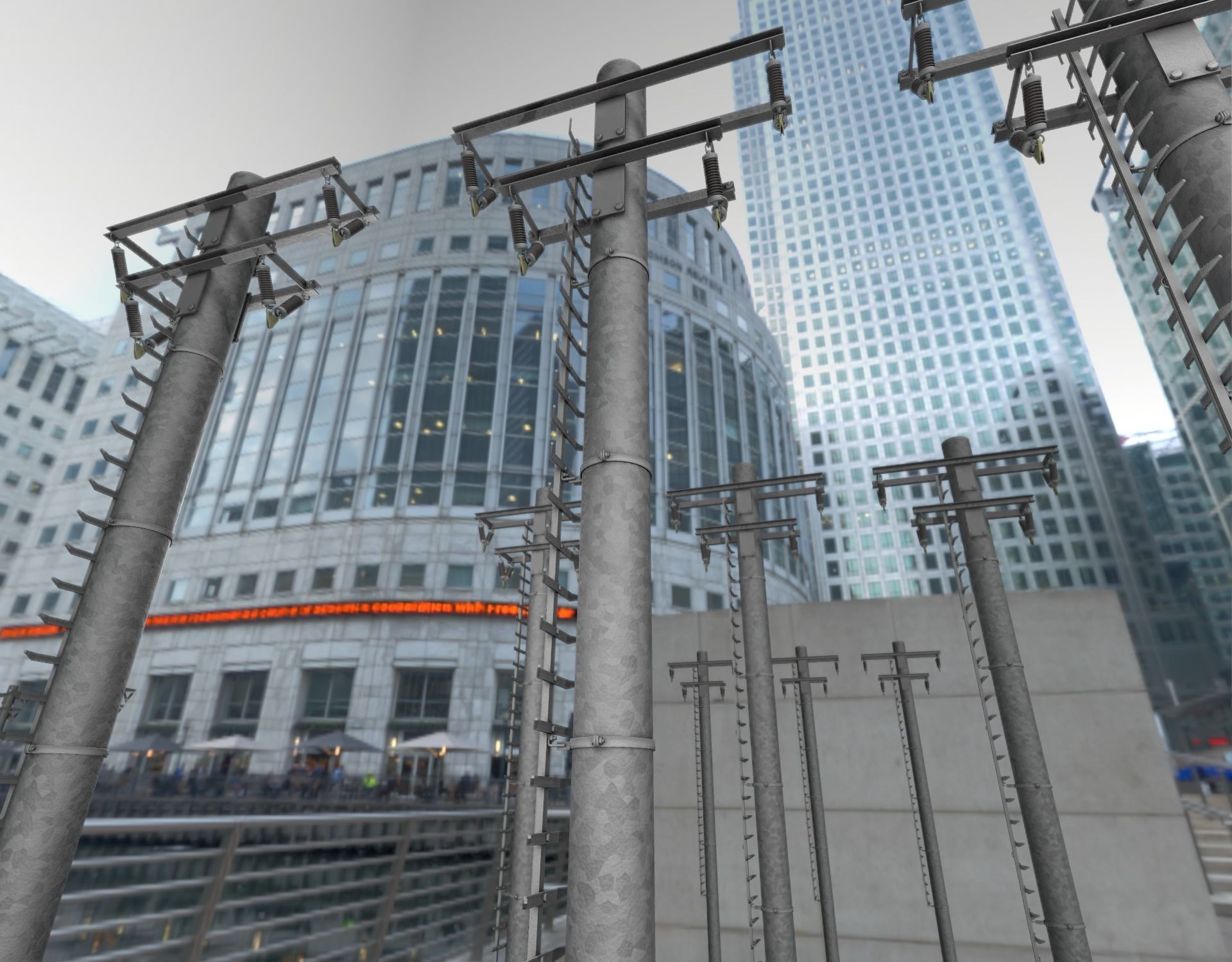 Steel power pole with ladder - Objekt 066 Low-poly 3D model_8