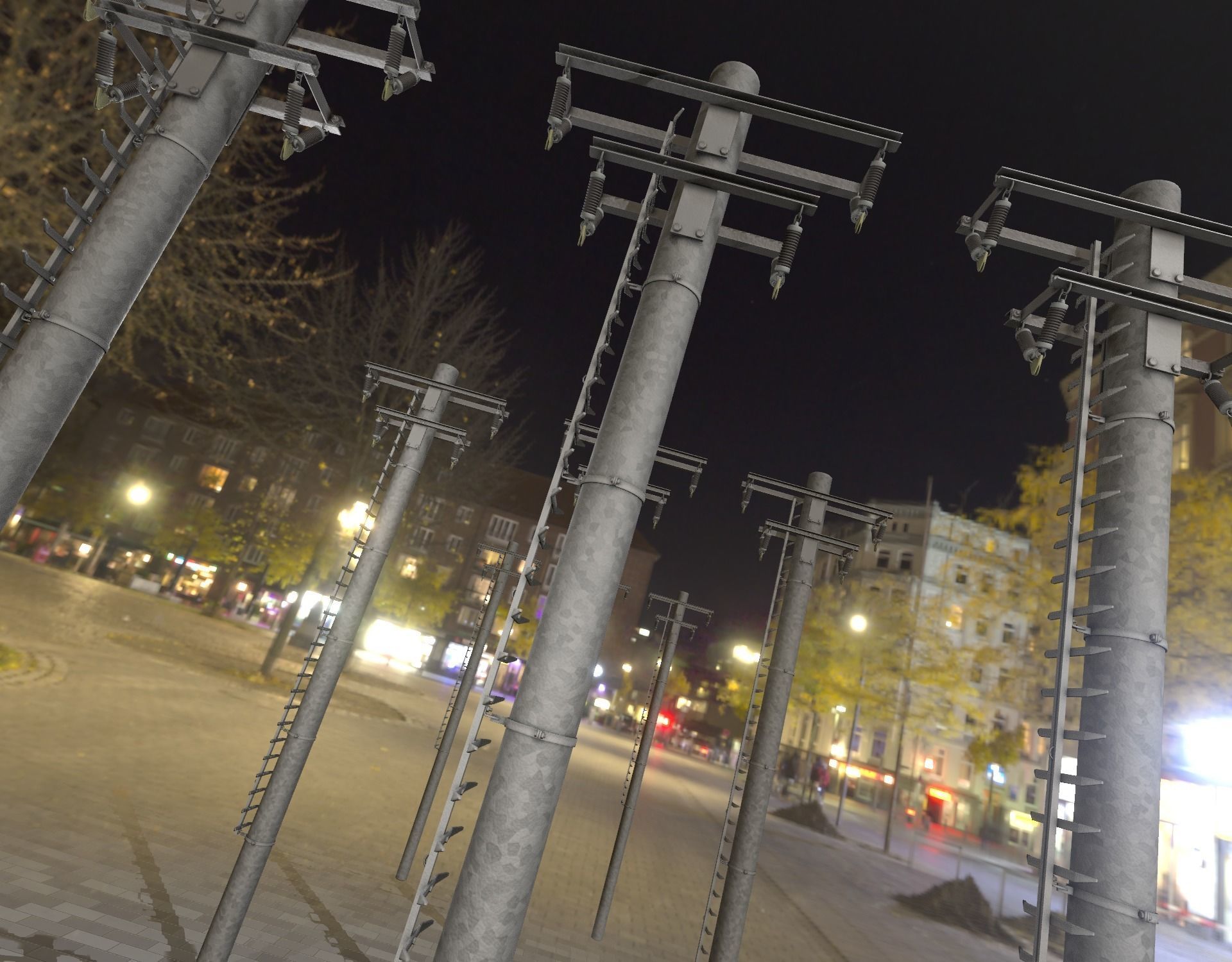 Steel power pole with ladder - Objekt 066 Low-poly 3D model_12