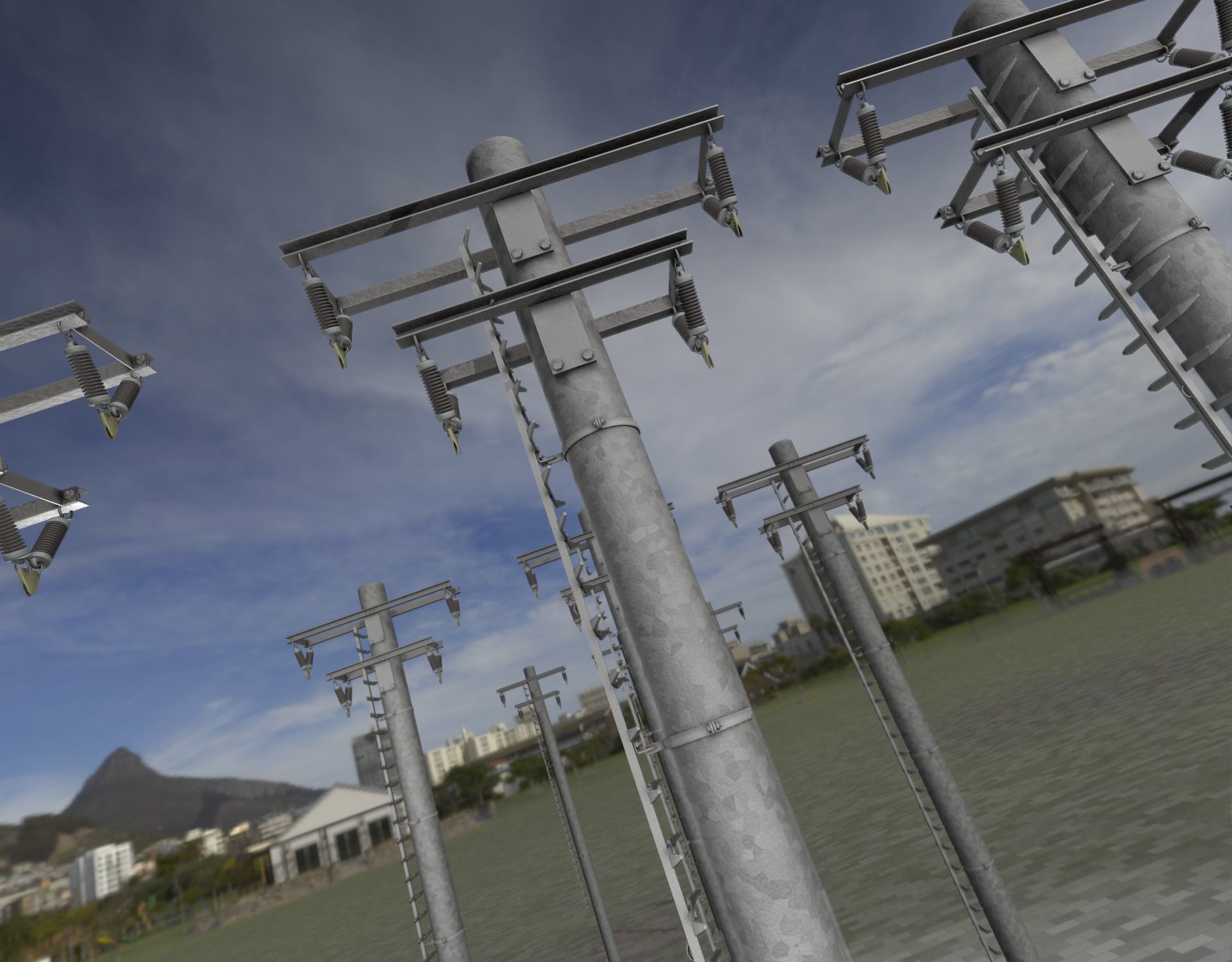 Steel power pole with ladder - Objekt 066 Low-poly 3D model_25