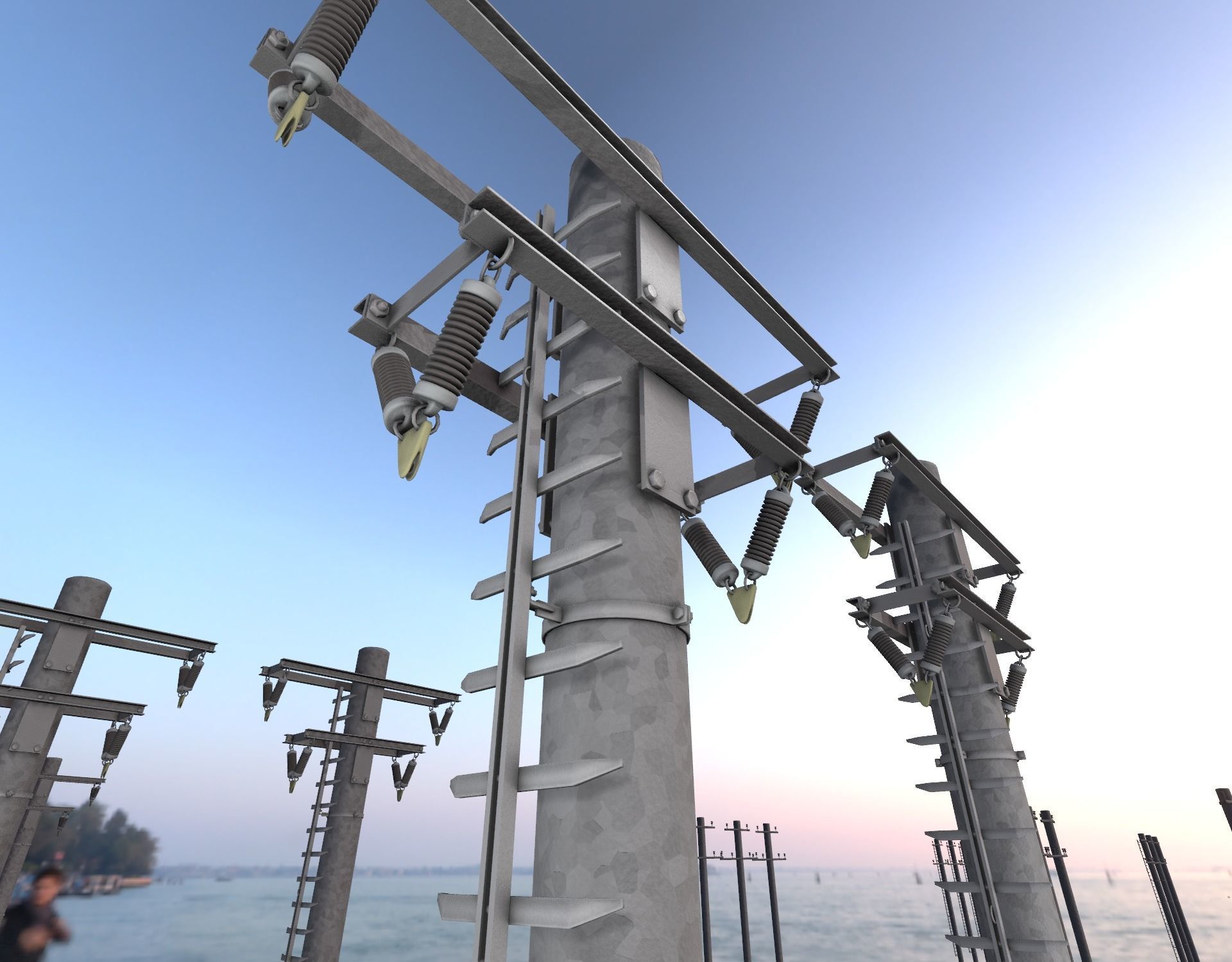 Steel power pole with ladder - Objekt 066 Low-poly 3D model_40
