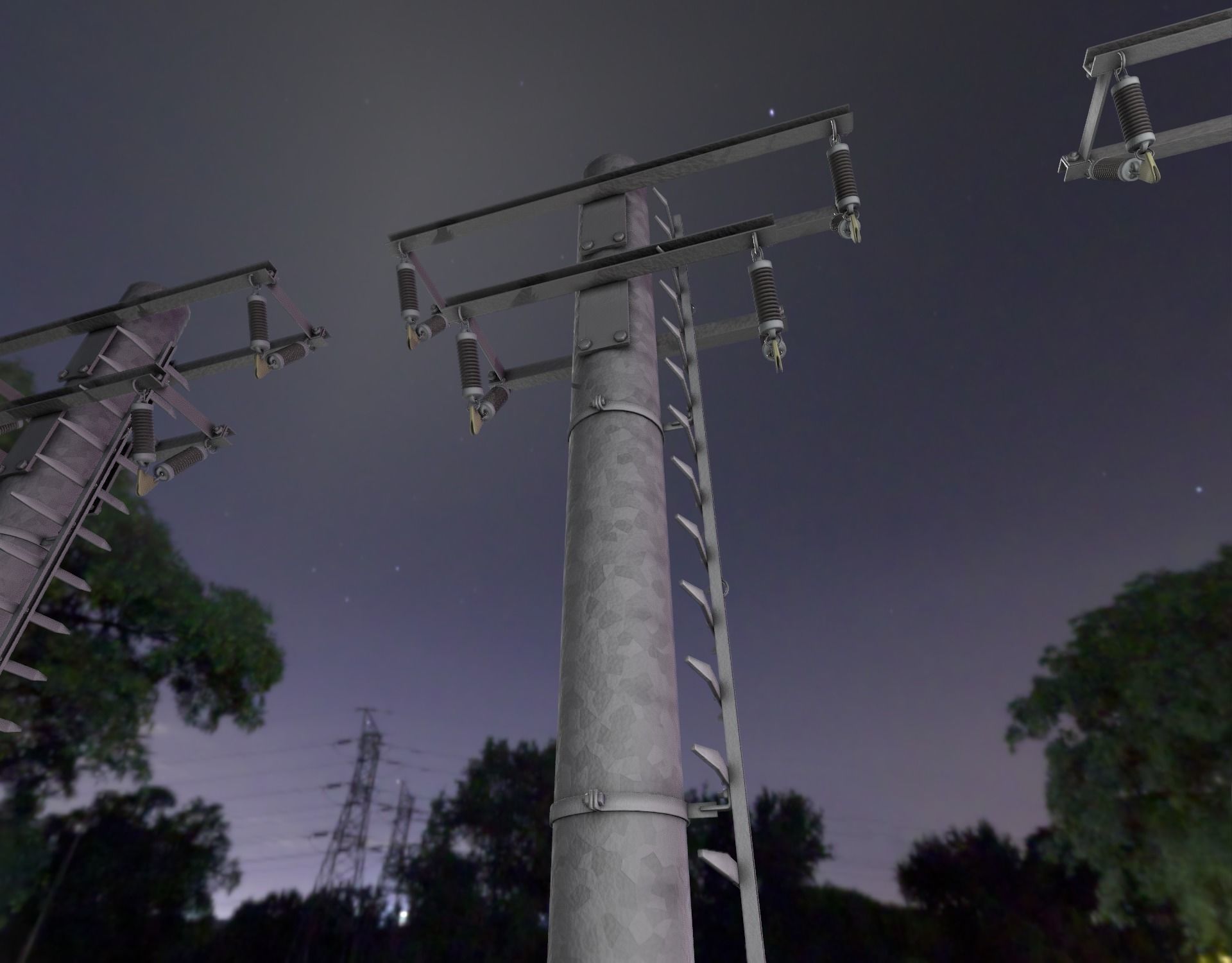 Steel power pole with ladder - Objekt 066 Low-poly 3D model_22