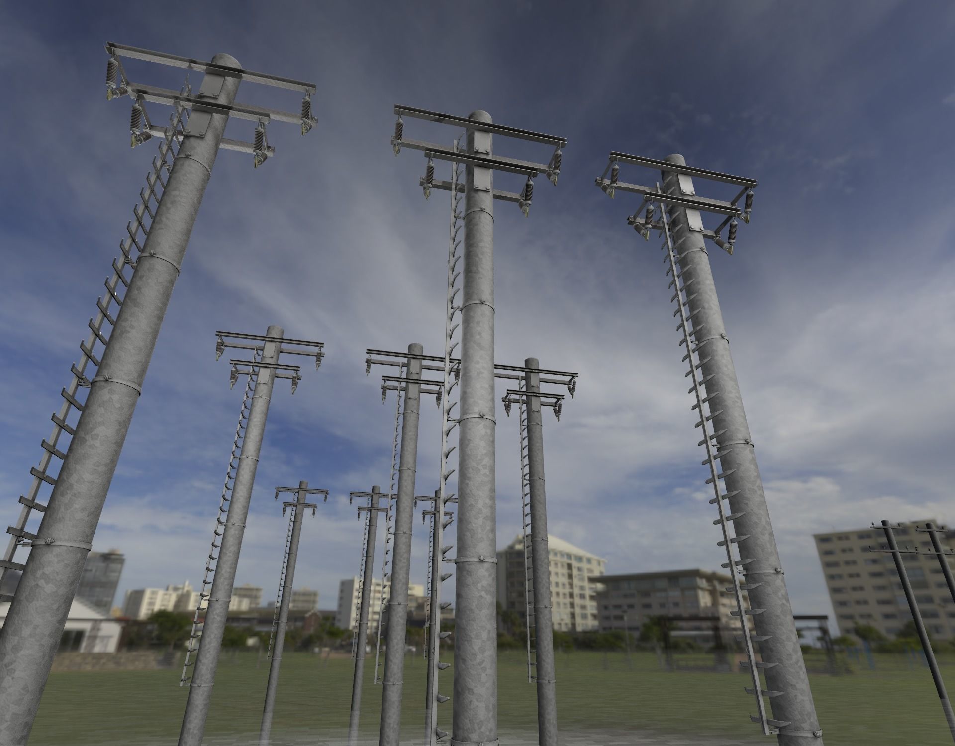 Steel power pole with ladder - Objekt 066 Low-poly 3D model_38