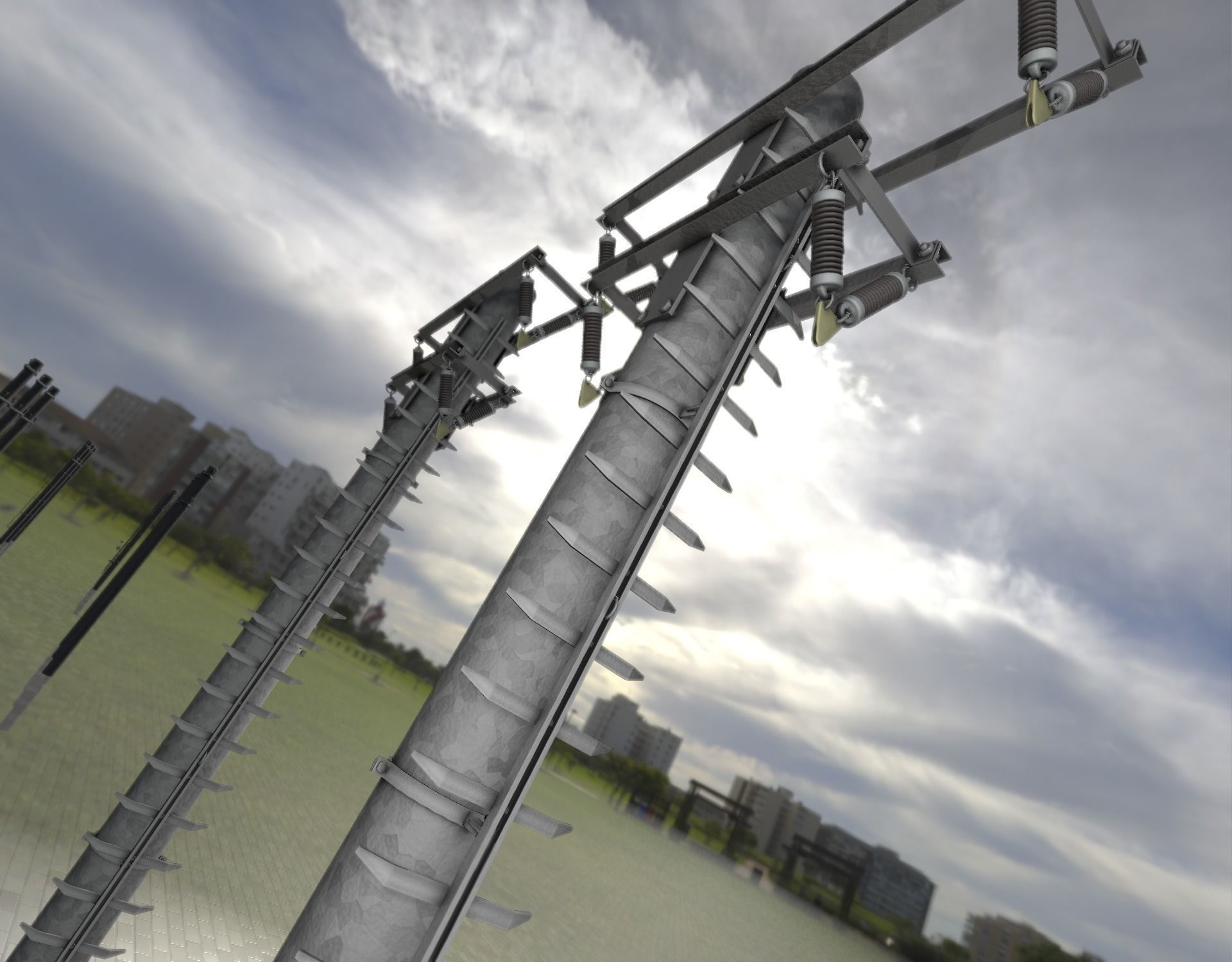 Steel power pole with ladder - Objekt 066 Low-poly 3D model_30