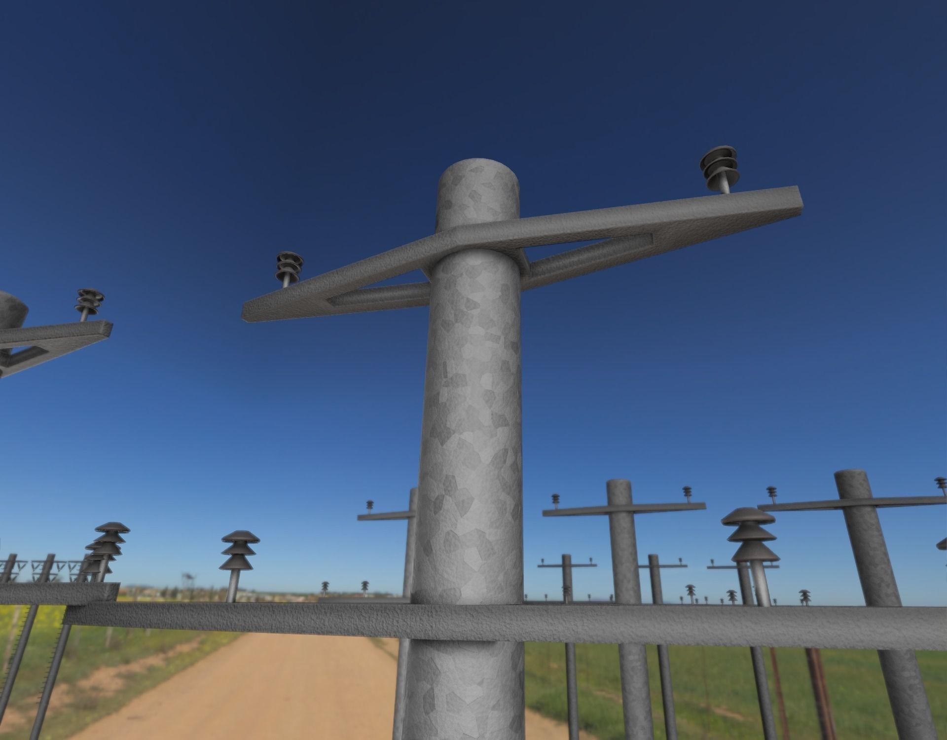 Iron power pole without ladder - Objekt  067 Low-poly 3D model_9