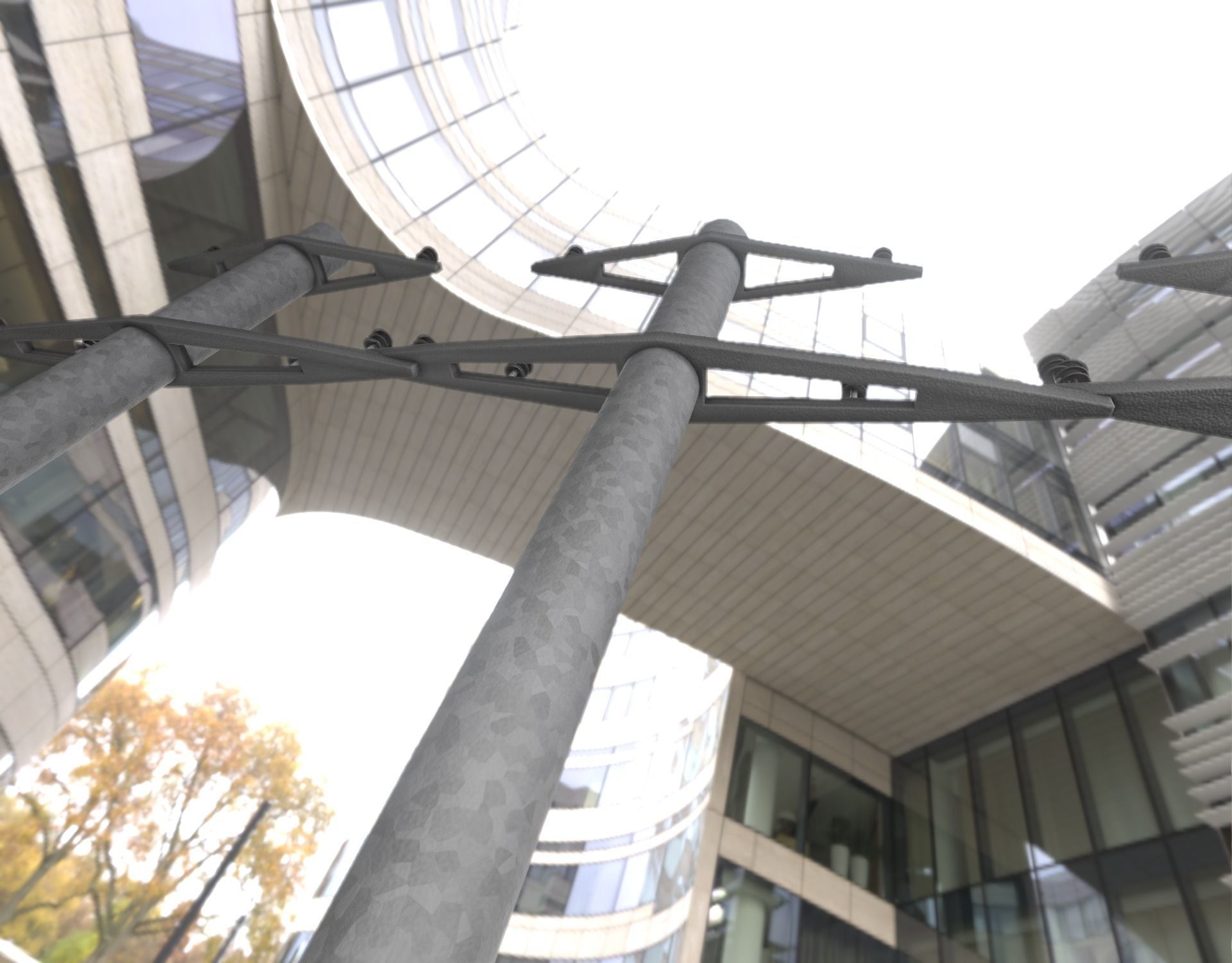 Iron power pole without ladder - Objekt  067 Low-poly 3D model_42