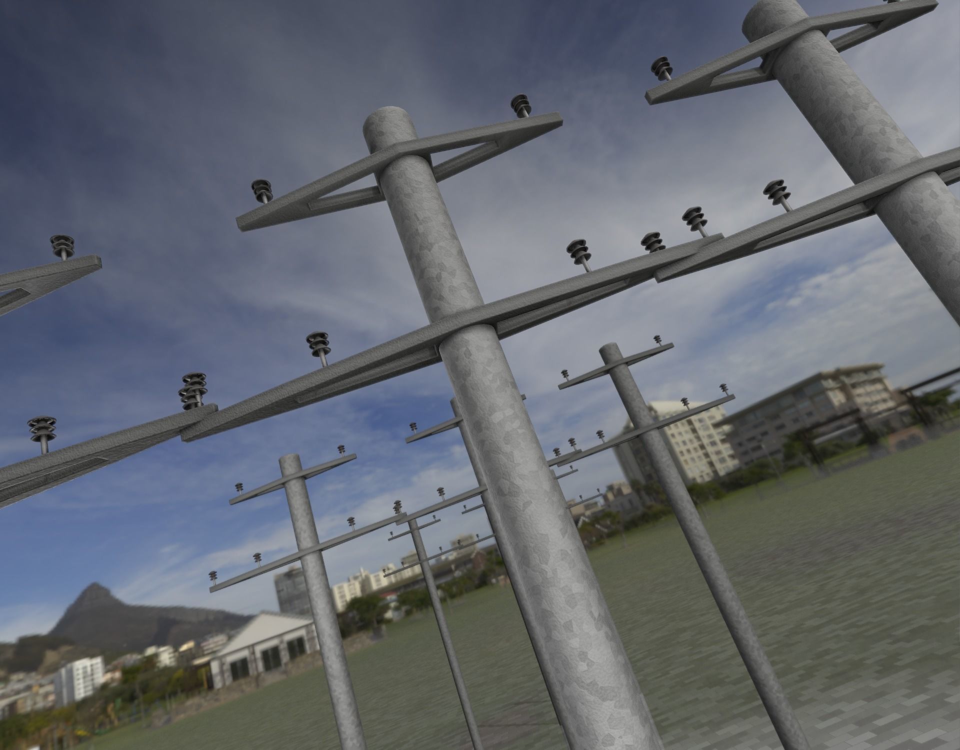 Iron power pole without ladder - Objekt  067 Low-poly 3D model_25