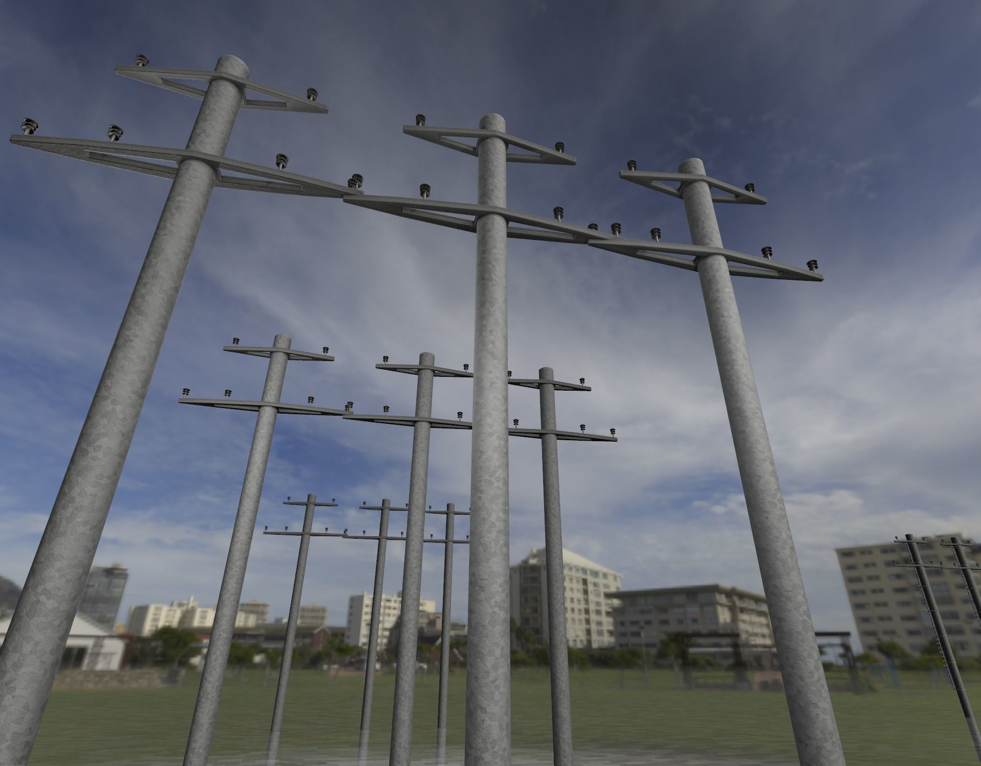Iron power pole without ladder - Objekt  067 Low-poly 3D model_38
