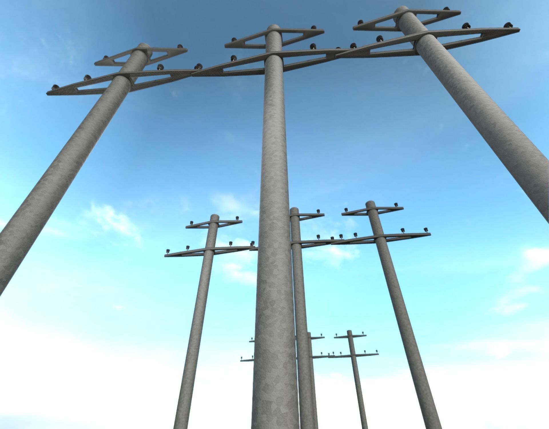 Iron power pole without ladder - Objekt  067 Low-poly 3D model_12