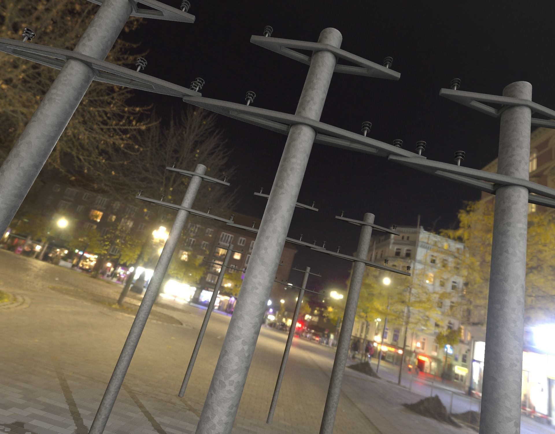 Iron power pole without ladder - Objekt  067 Low-poly 3D model_13